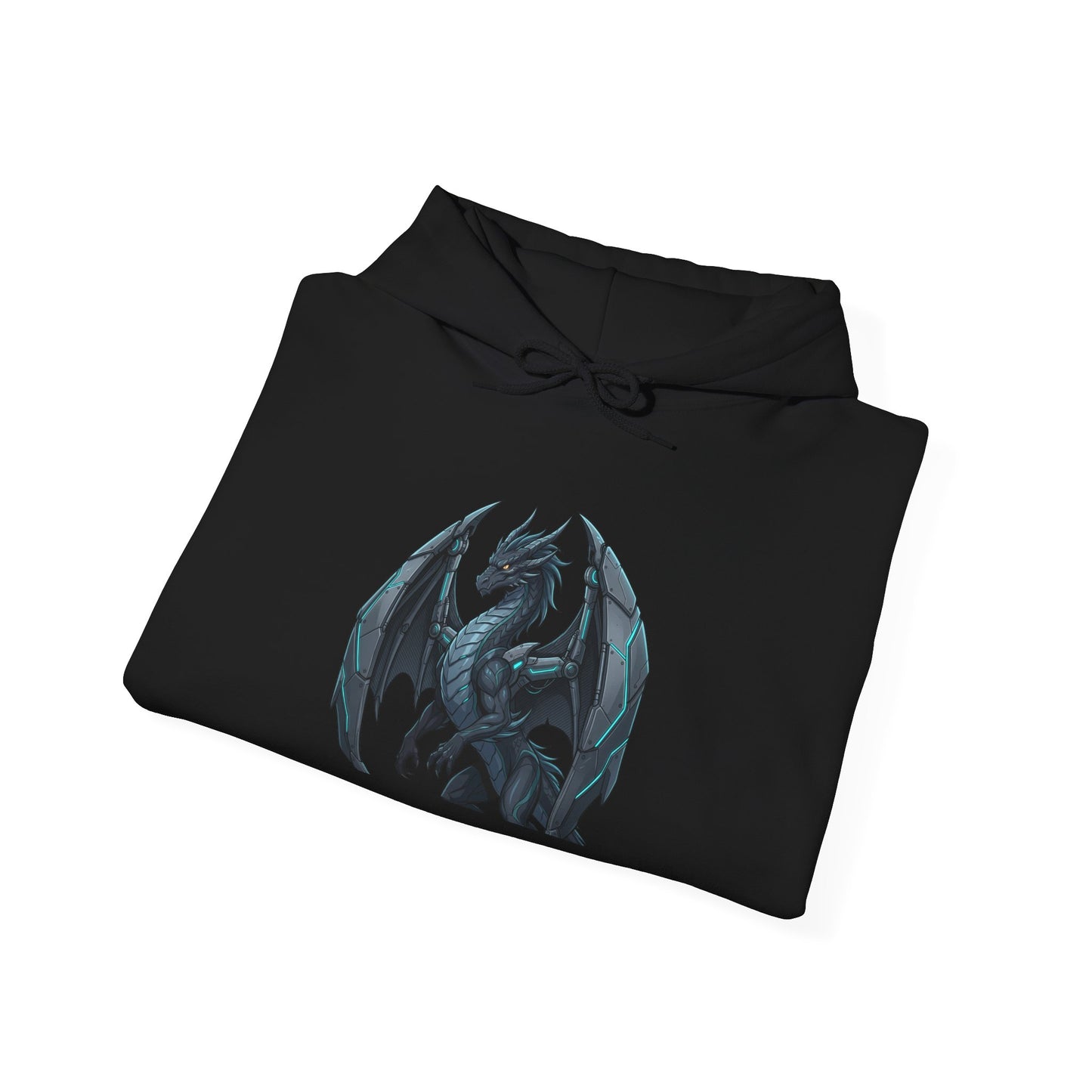 Dragon Wings Hoodie — Black Dragon Chest & Feathered Wings Back Print