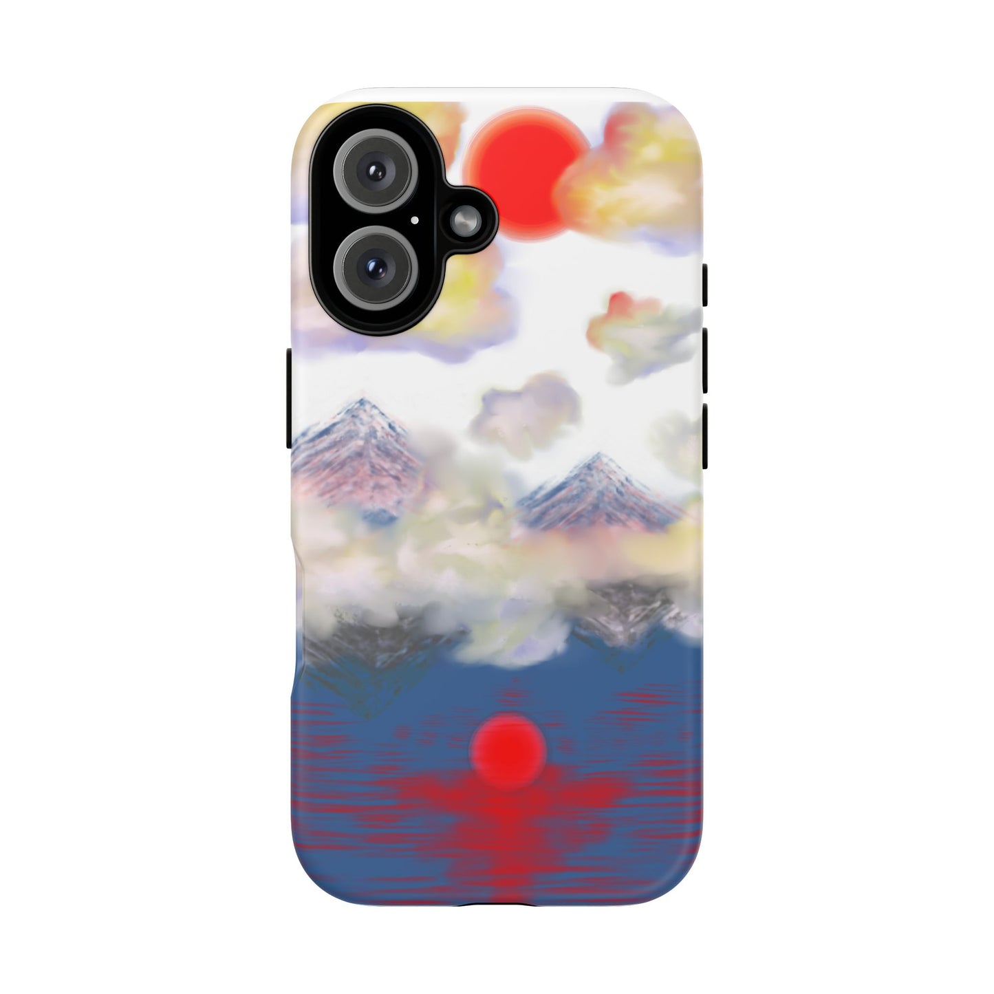 Phone Case — Misty Mountain Sunrise with Red Sun Reflection