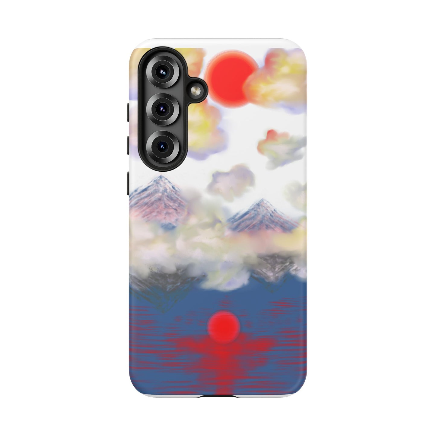 Phone Case — Misty Mountain Sunrise with Red Sun Reflection
