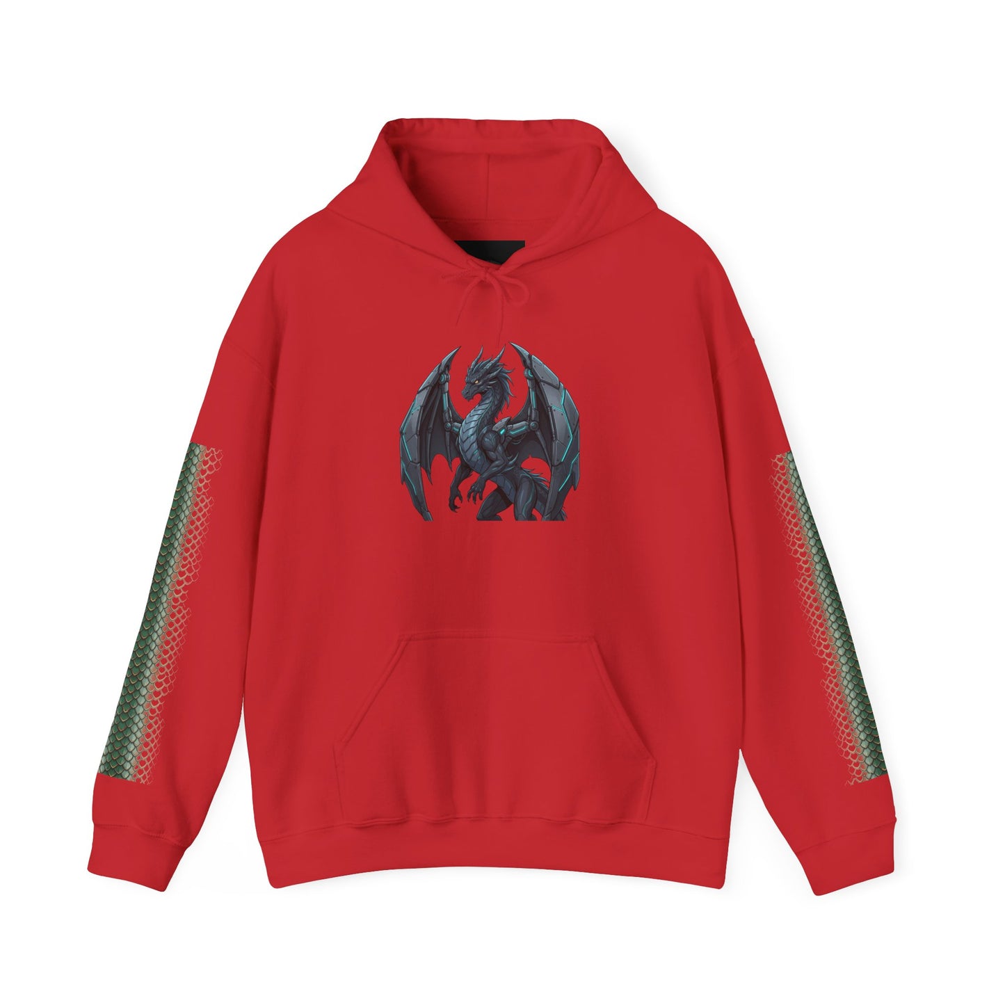 Dragon Wings Hoodie — Black Dragon Chest & Feathered Wings Back Print