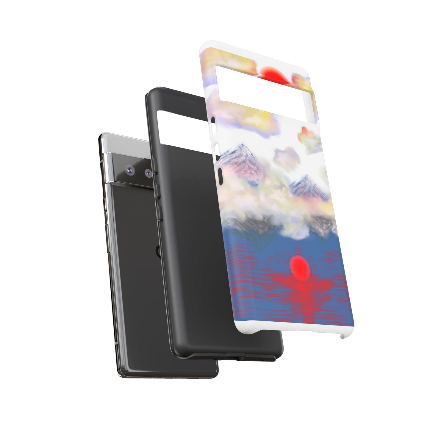 Phone Case — Misty Mountain Sunrise with Red Sun Reflection