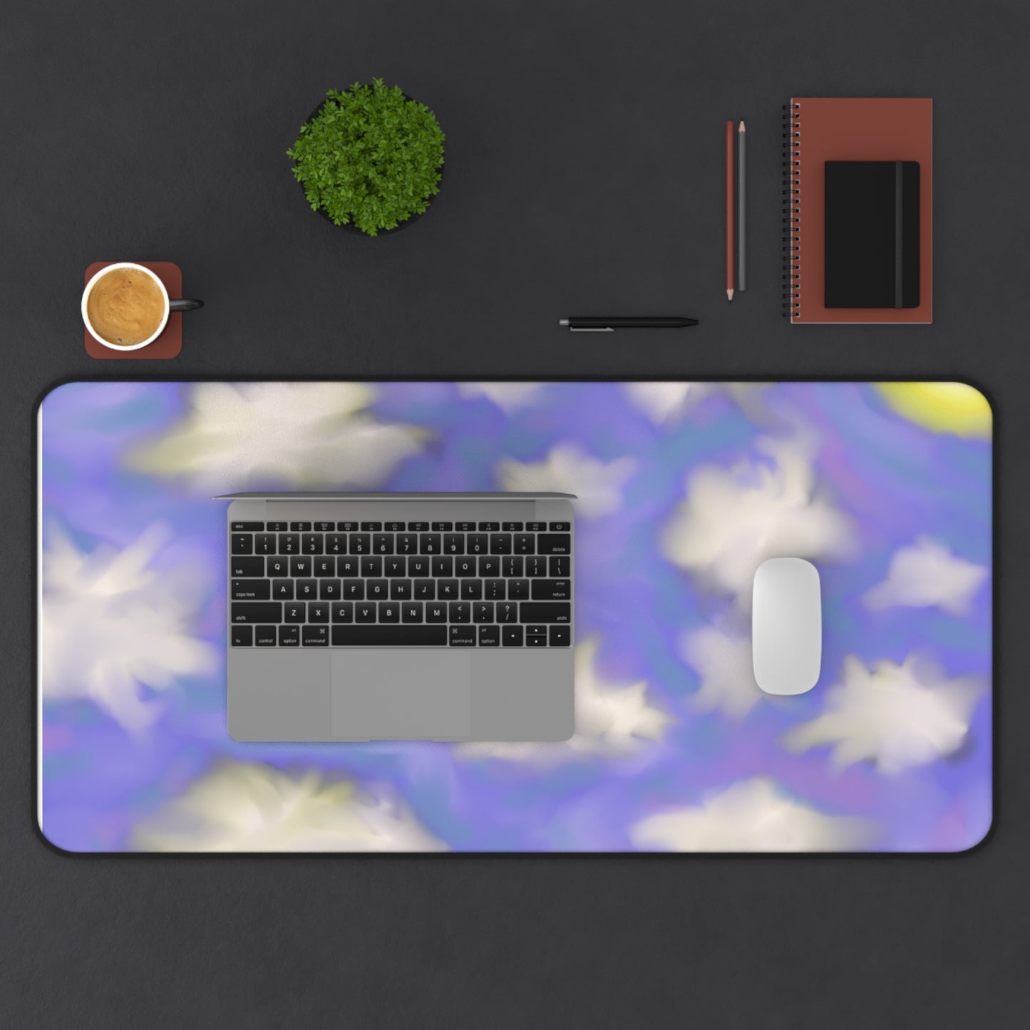 Dreamy Cloud Sky Desk Mat — Pastel Purple Moon Mouse Pad