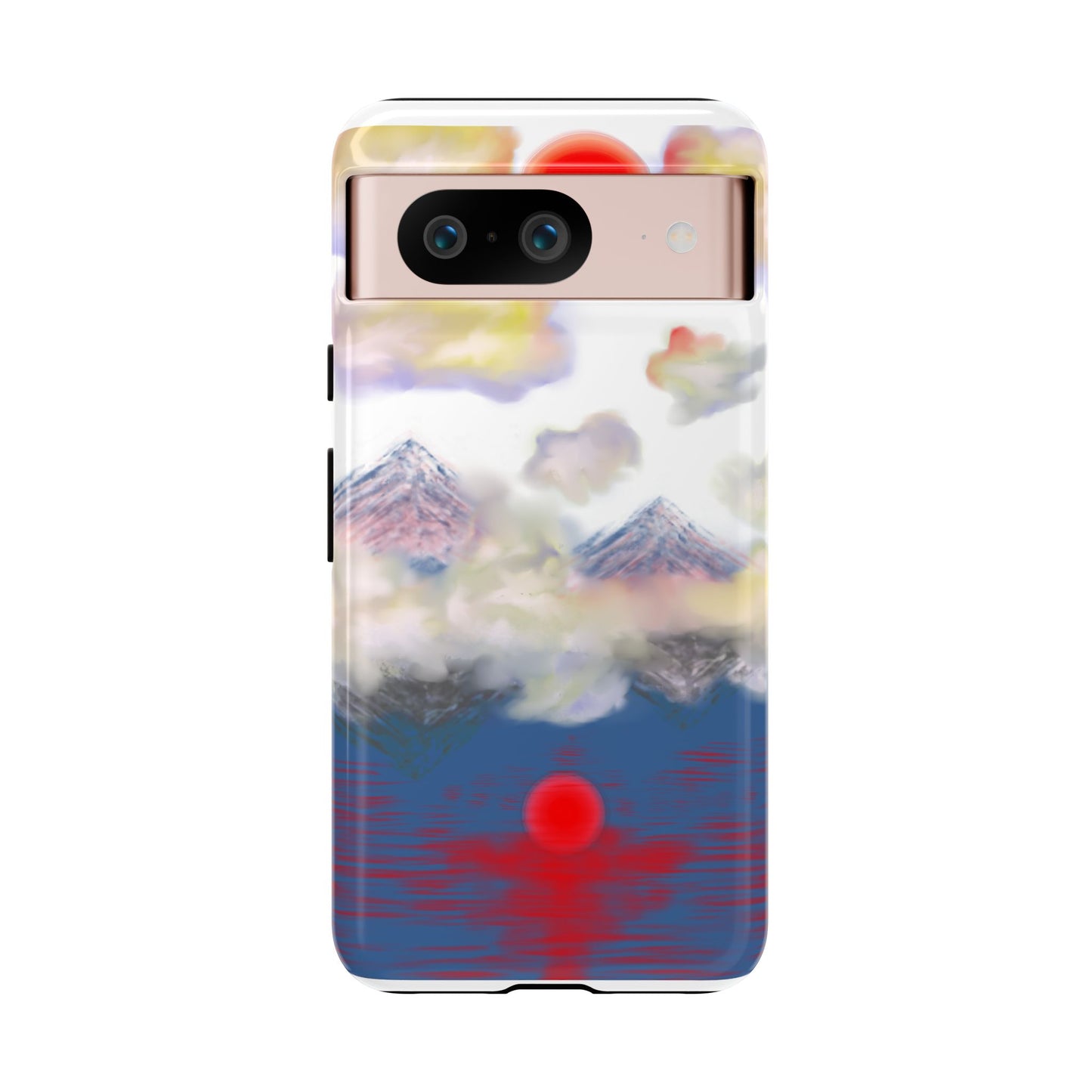 Phone Case — Misty Mountain Sunrise with Red Sun Reflection