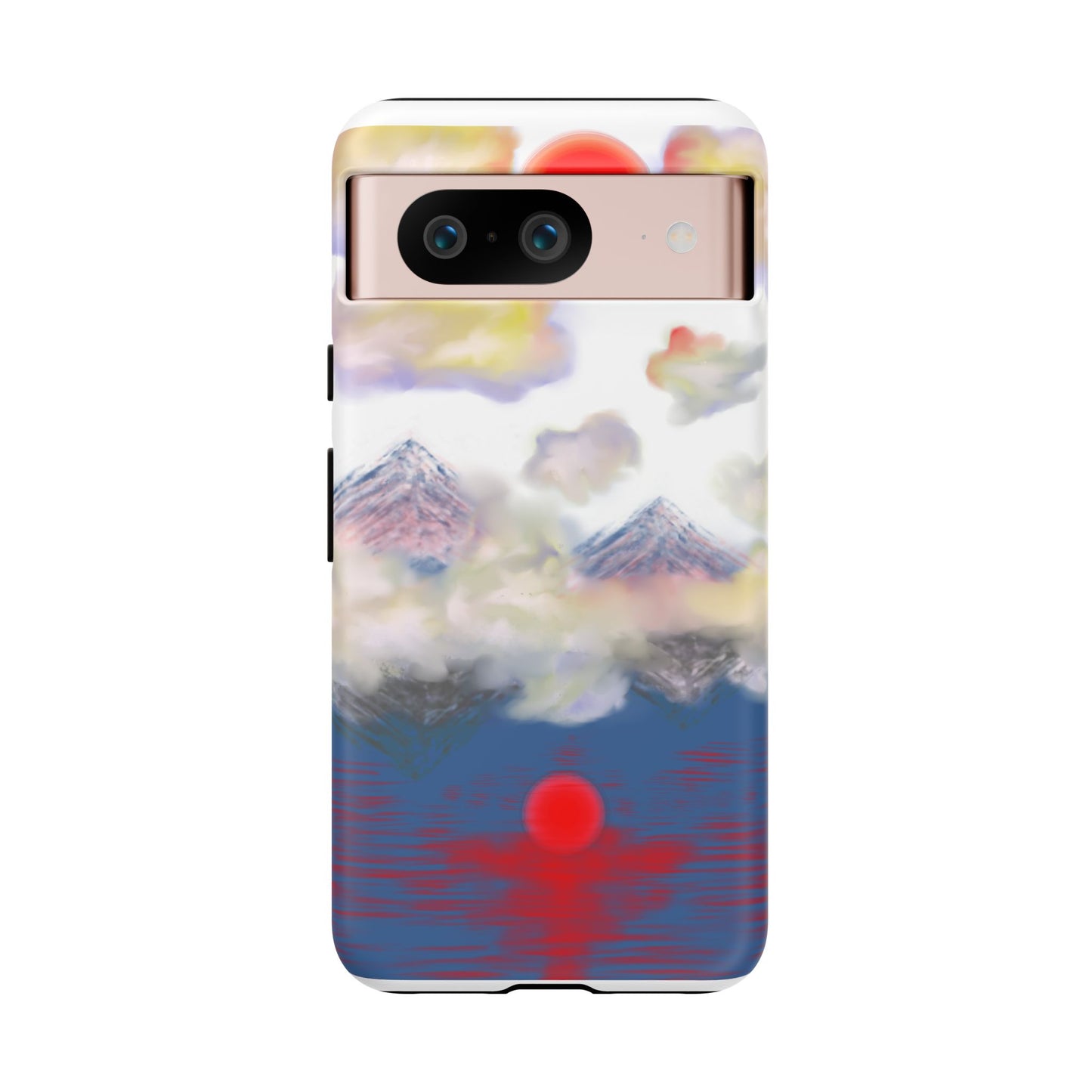 Phone Case — Misty Mountain Sunrise with Red Sun Reflection