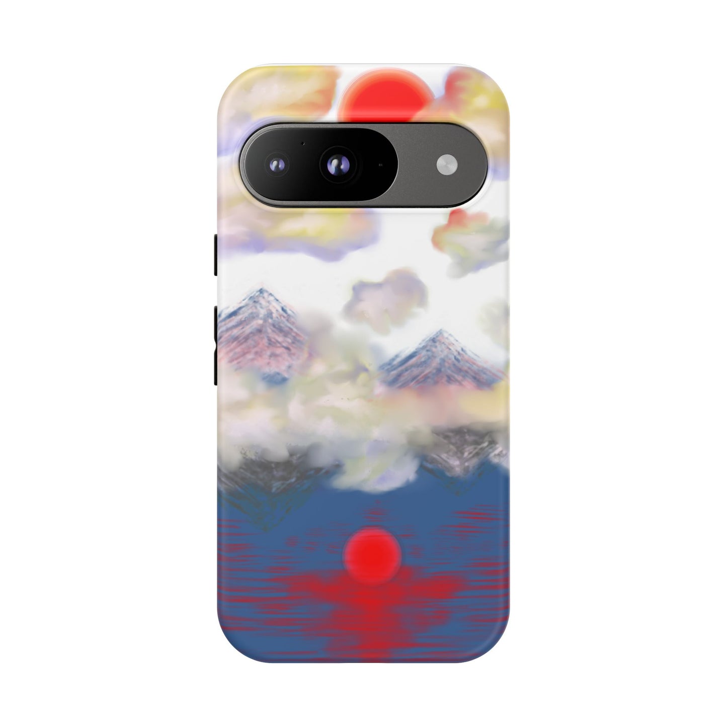 Phone Case — Misty Mountain Sunrise with Red Sun Reflection