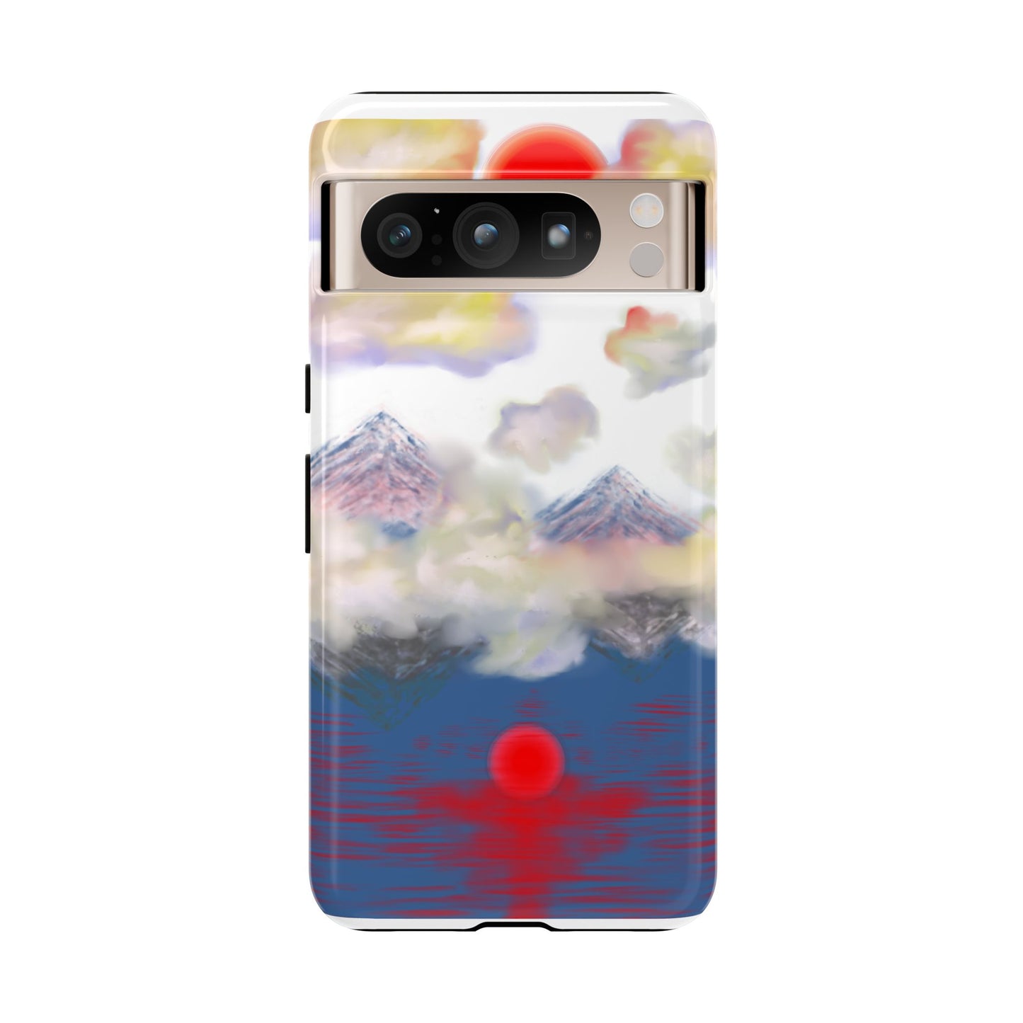 Phone Case — Misty Mountain Sunrise with Red Sun Reflection