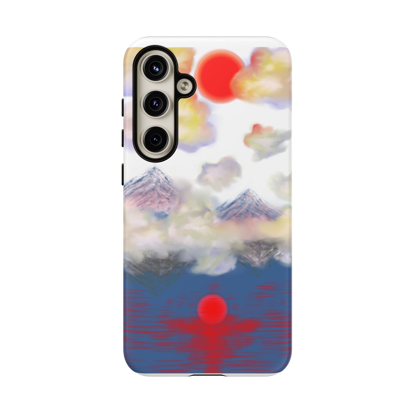 Phone Case — Misty Mountain Sunrise with Red Sun Reflection