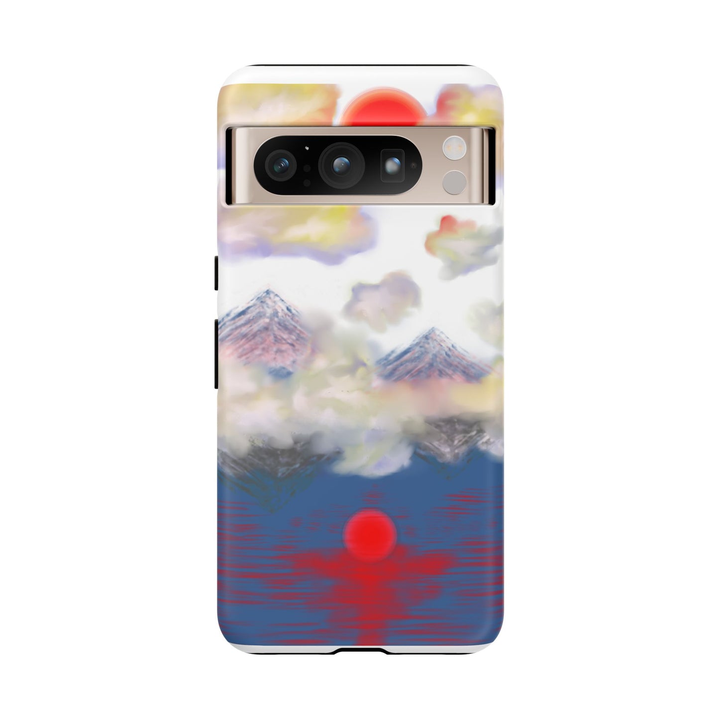 Phone Case — Misty Mountain Sunrise with Red Sun Reflection