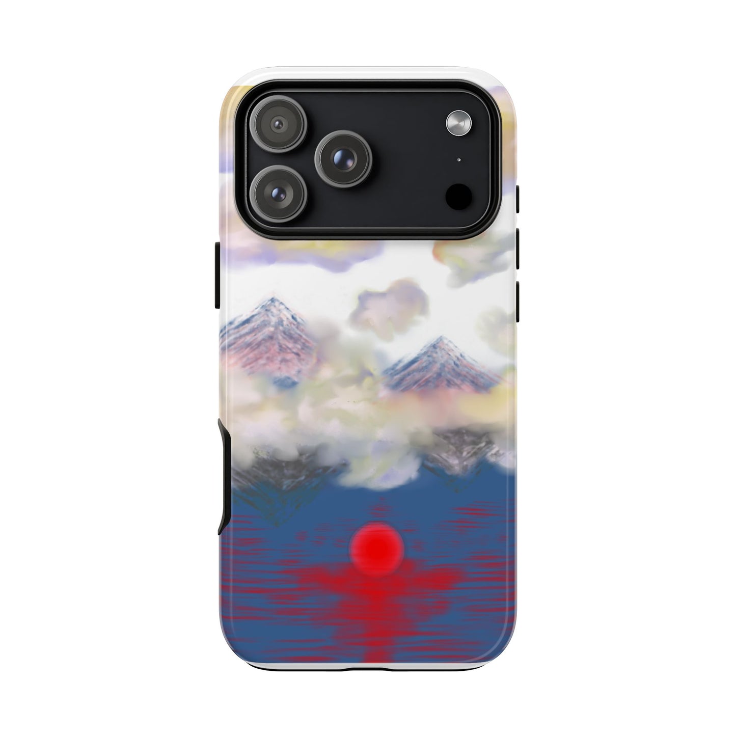 Phone Case — Misty Mountain Sunrise with Red Sun Reflection