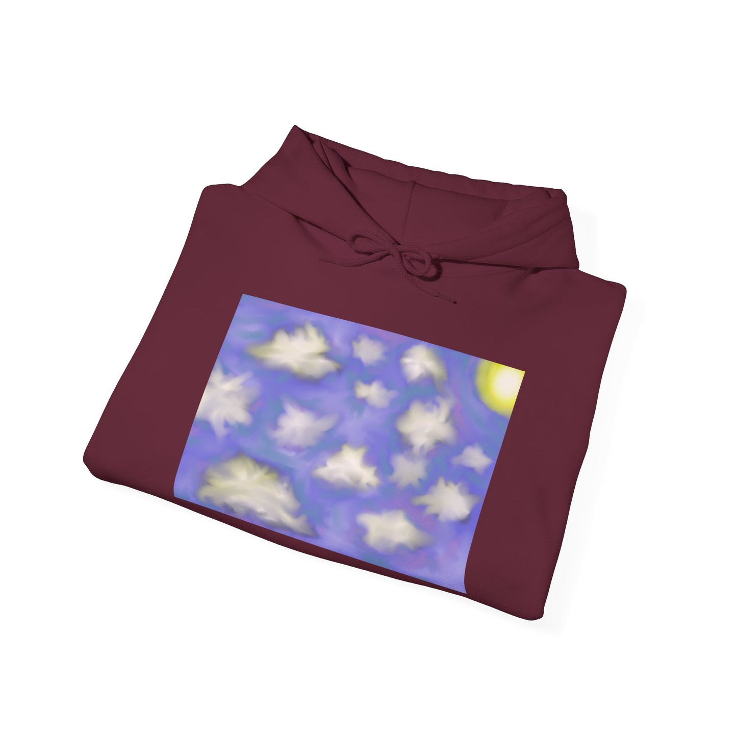 Cloudscape Hoodie — Dreamy Sun & Floating Clouds Graphic Pullover