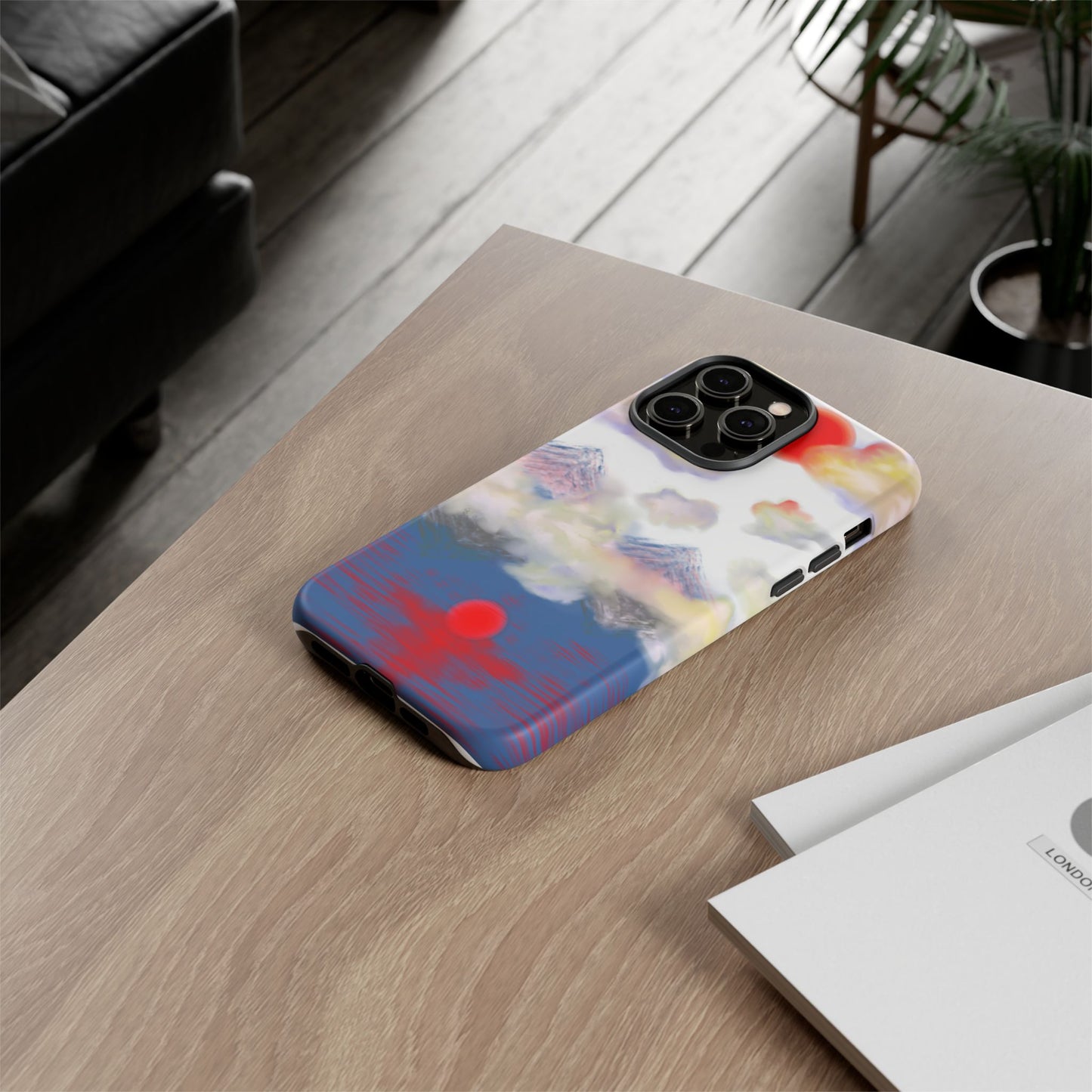 Phone Case — Misty Mountain Sunrise with Red Sun Reflection