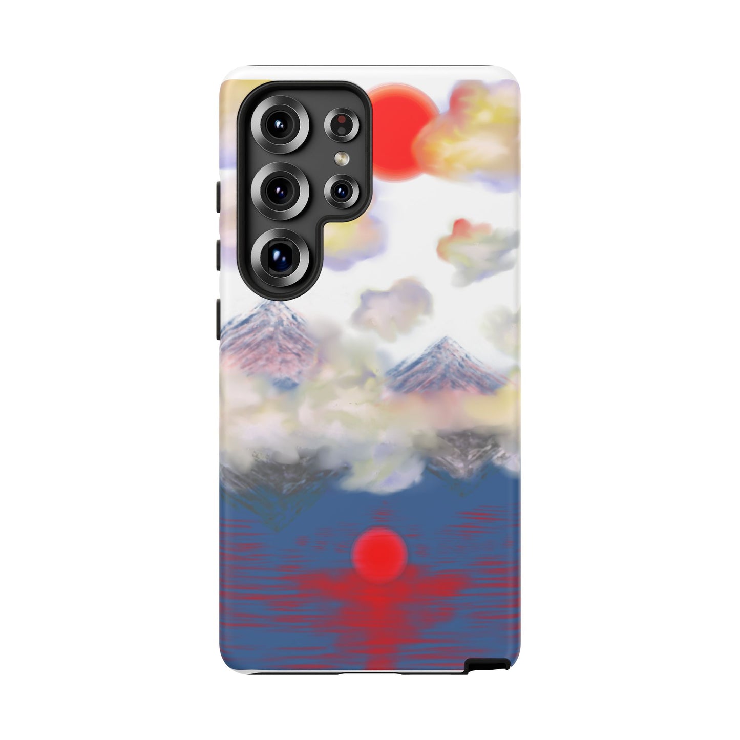 Phone Case — Misty Mountain Sunrise with Red Sun Reflection
