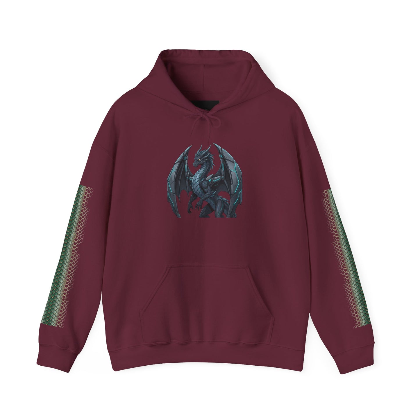 Dragon Wings Hoodie — Black Dragon Chest & Feathered Wings Back Print