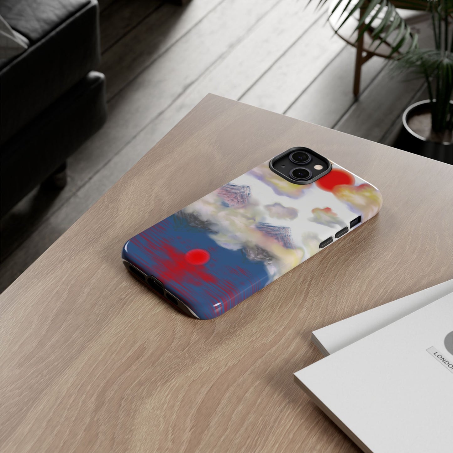 Phone Case — Misty Mountain Sunrise with Red Sun Reflection