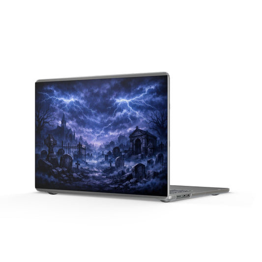 Gothic Graveyard Matte MacBook Case — Stormy Night Cemetery Laptop Skin