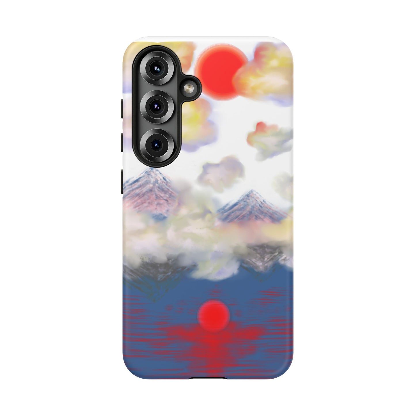 Phone Case — Misty Mountain Sunrise with Red Sun Reflection