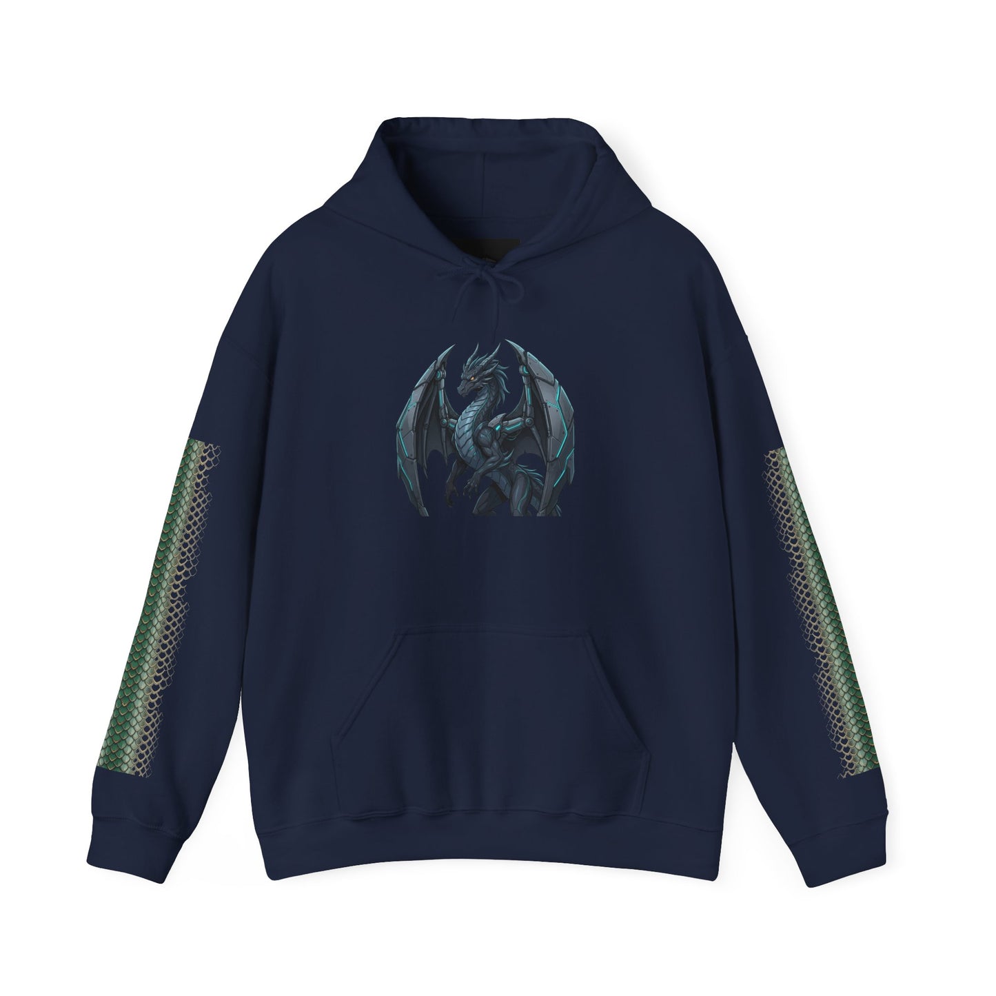 Dragon Wings Hoodie — Black Dragon Chest & Feathered Wings Back Print