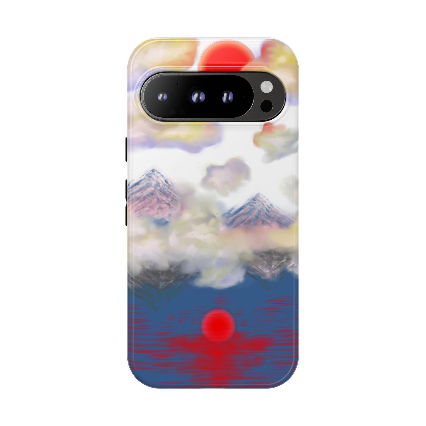 Phone Case — Misty Mountain Sunrise with Red Sun Reflection