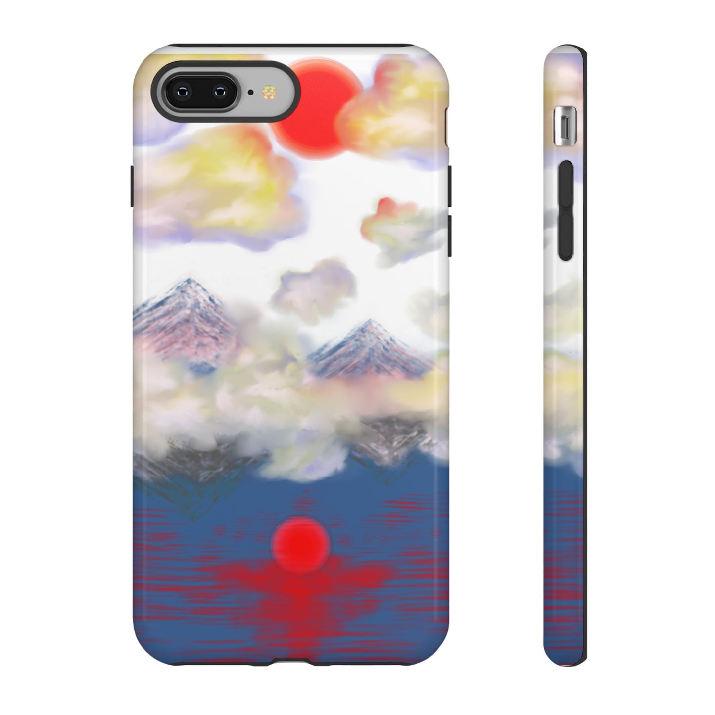 Phone Case — Misty Mountain Sunrise with Red Sun Reflection