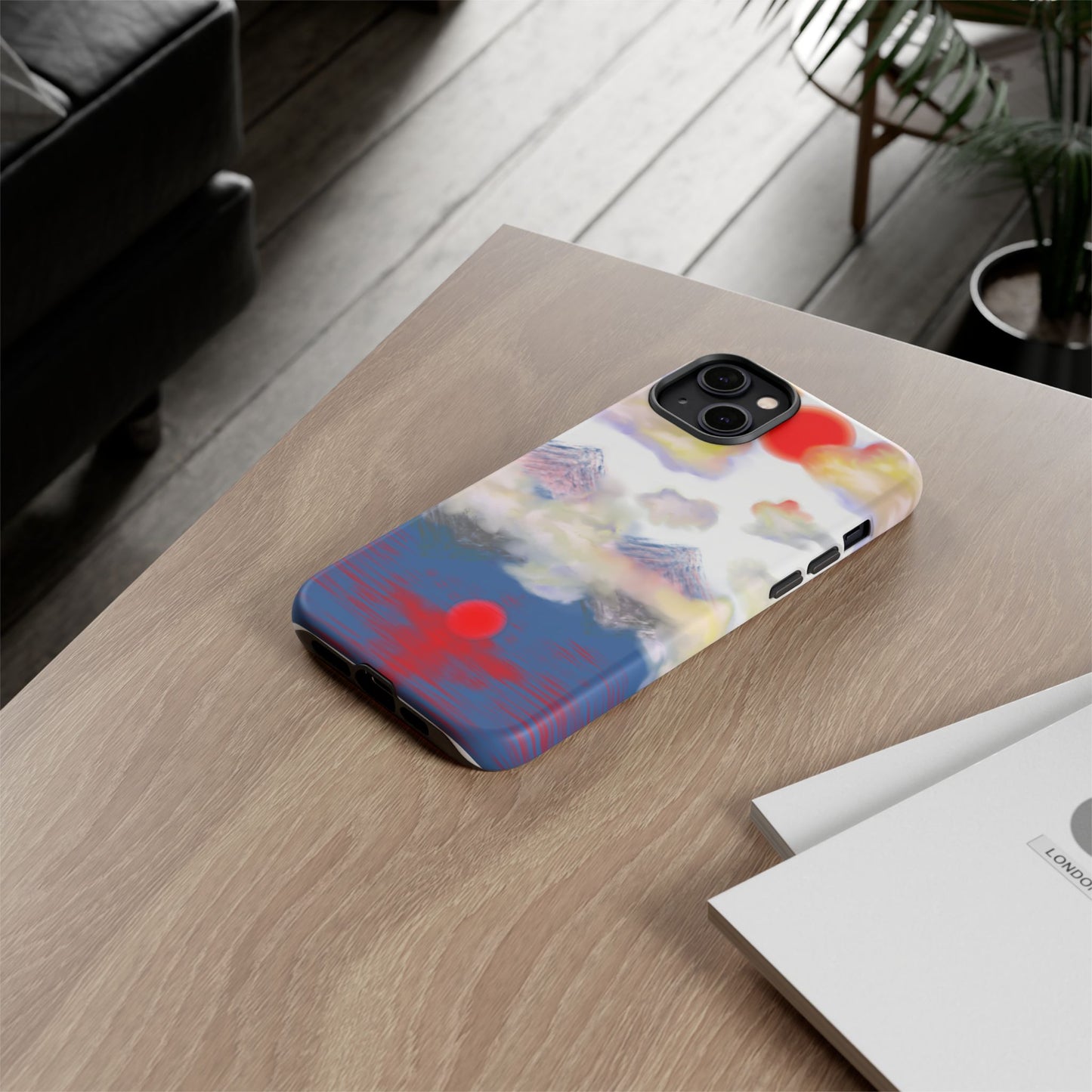 Phone Case — Misty Mountain Sunrise with Red Sun Reflection