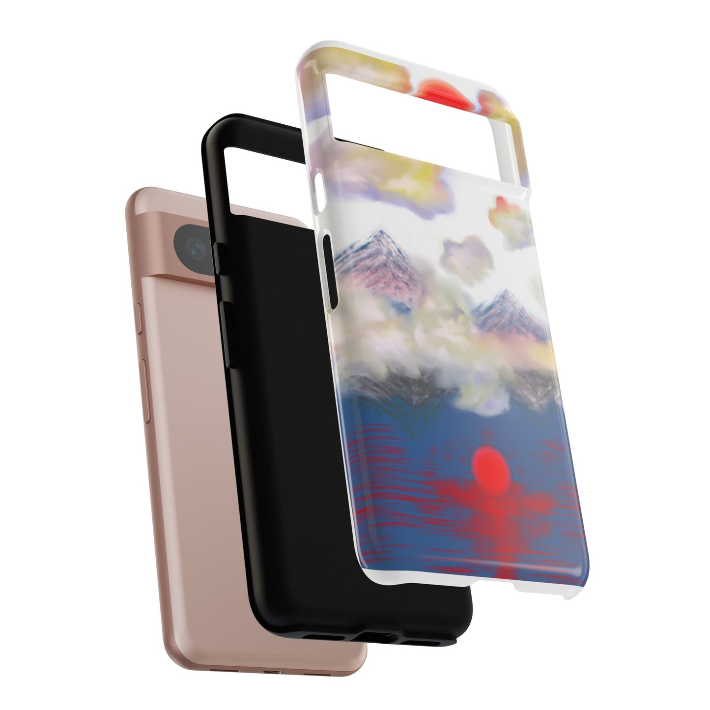 Phone Case — Misty Mountain Sunrise with Red Sun Reflection