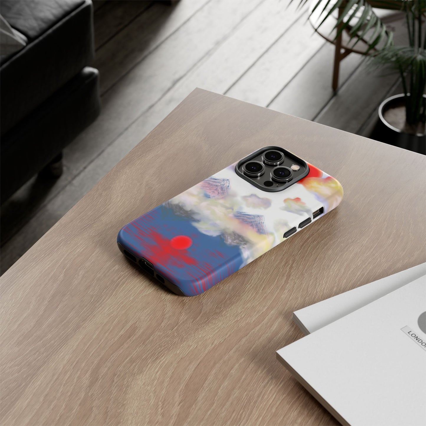 Phone Case — Misty Mountain Sunrise with Red Sun Reflection
