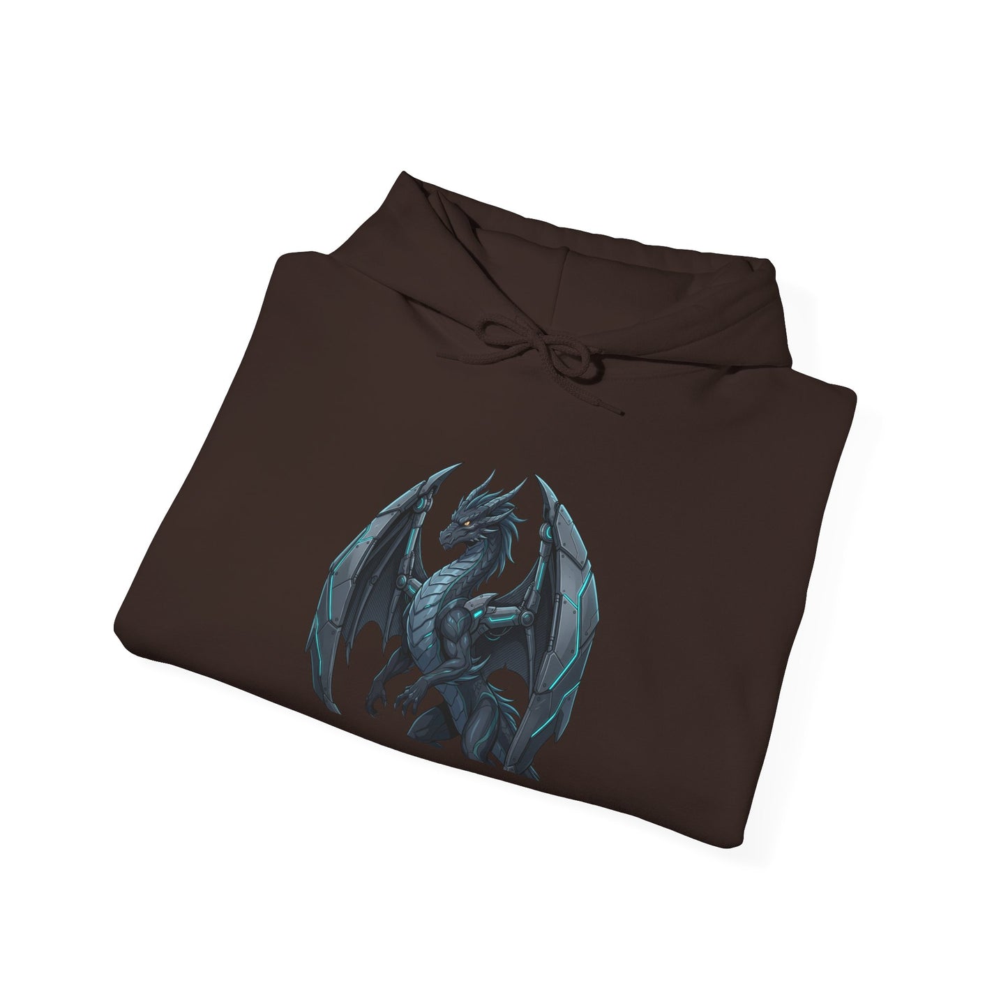 Dragon Wings Hoodie — Black Dragon Chest & Feathered Wings Back Print