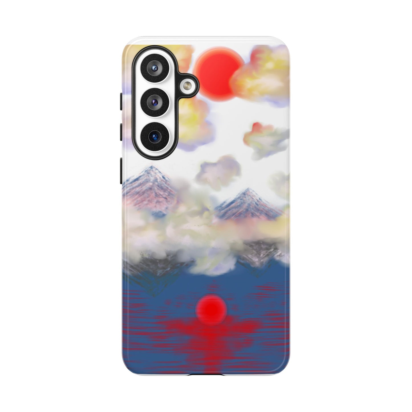 Phone Case — Misty Mountain Sunrise with Red Sun Reflection