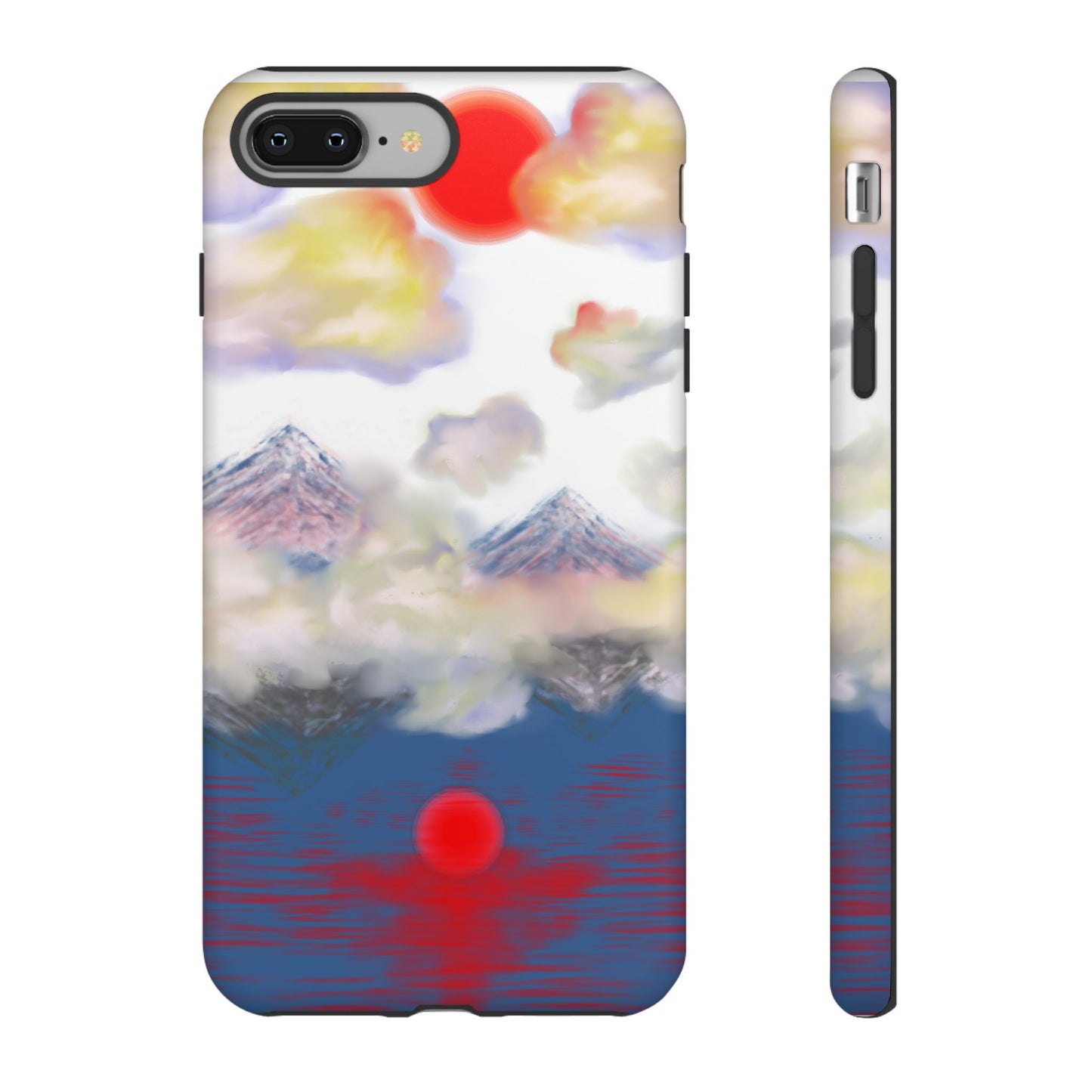Phone Case — Misty Mountain Sunrise with Red Sun Reflection