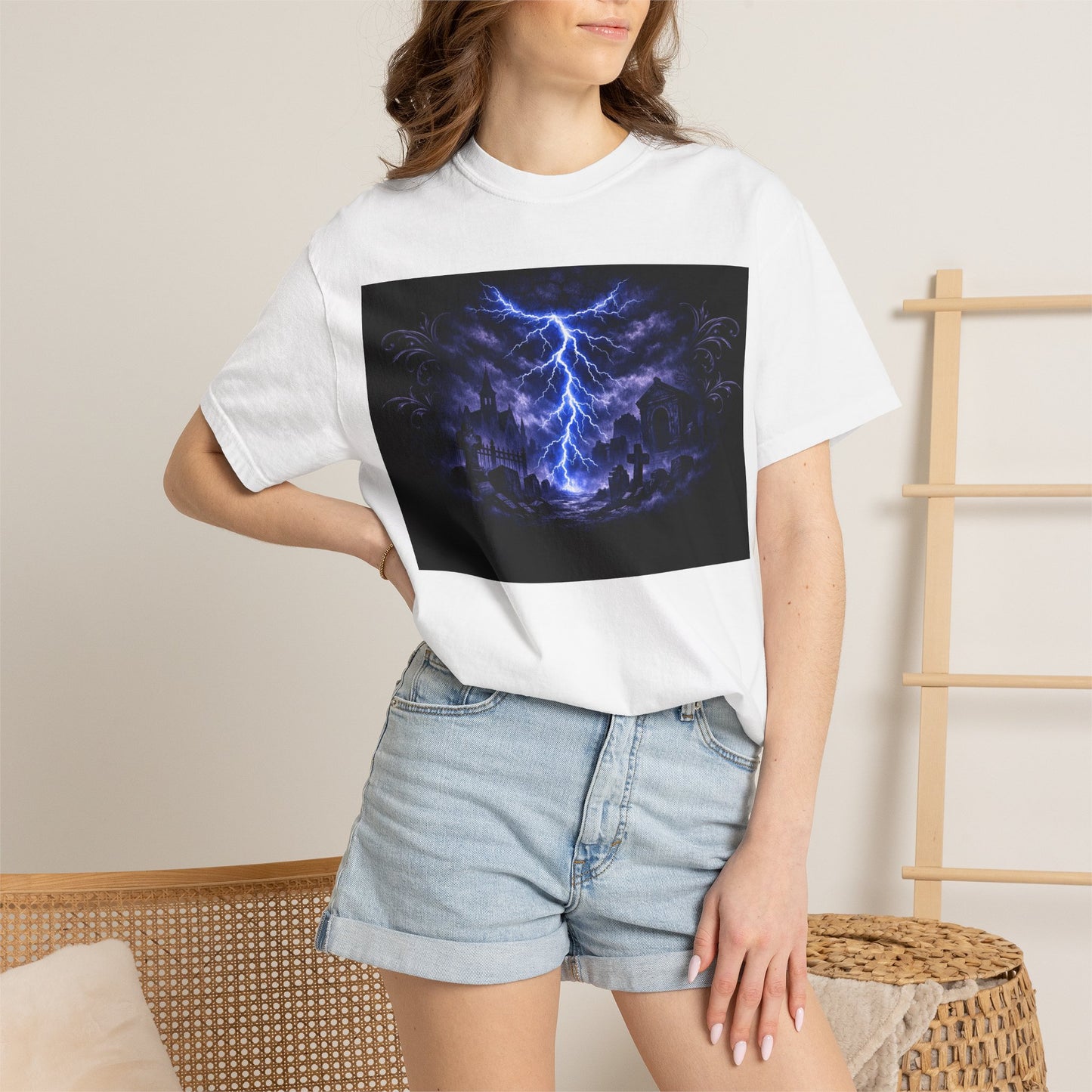 Lightning Storm Graphic T-Shirt — Gothic Nightscape Tee