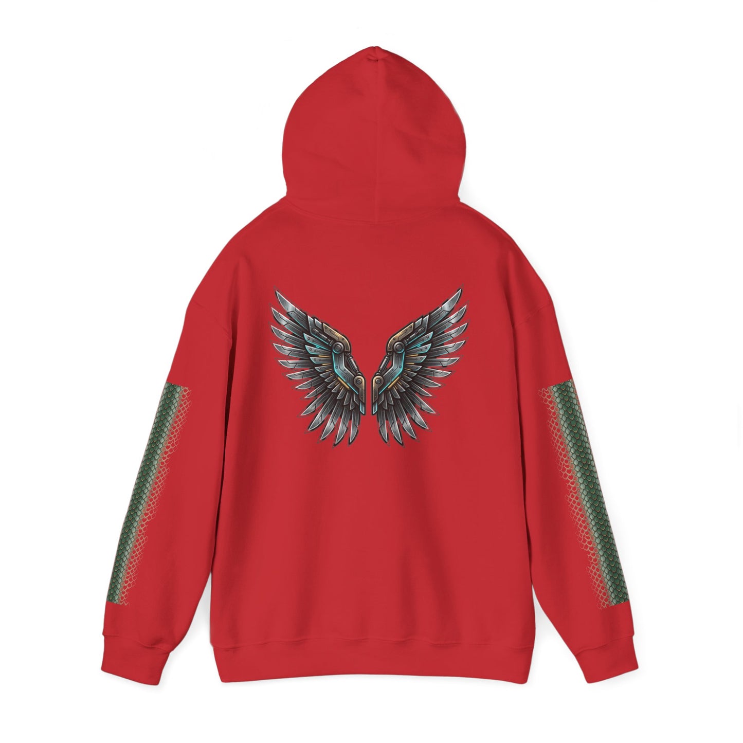 Dragon Wings Hoodie — Black Dragon Chest & Feathered Wings Back Print