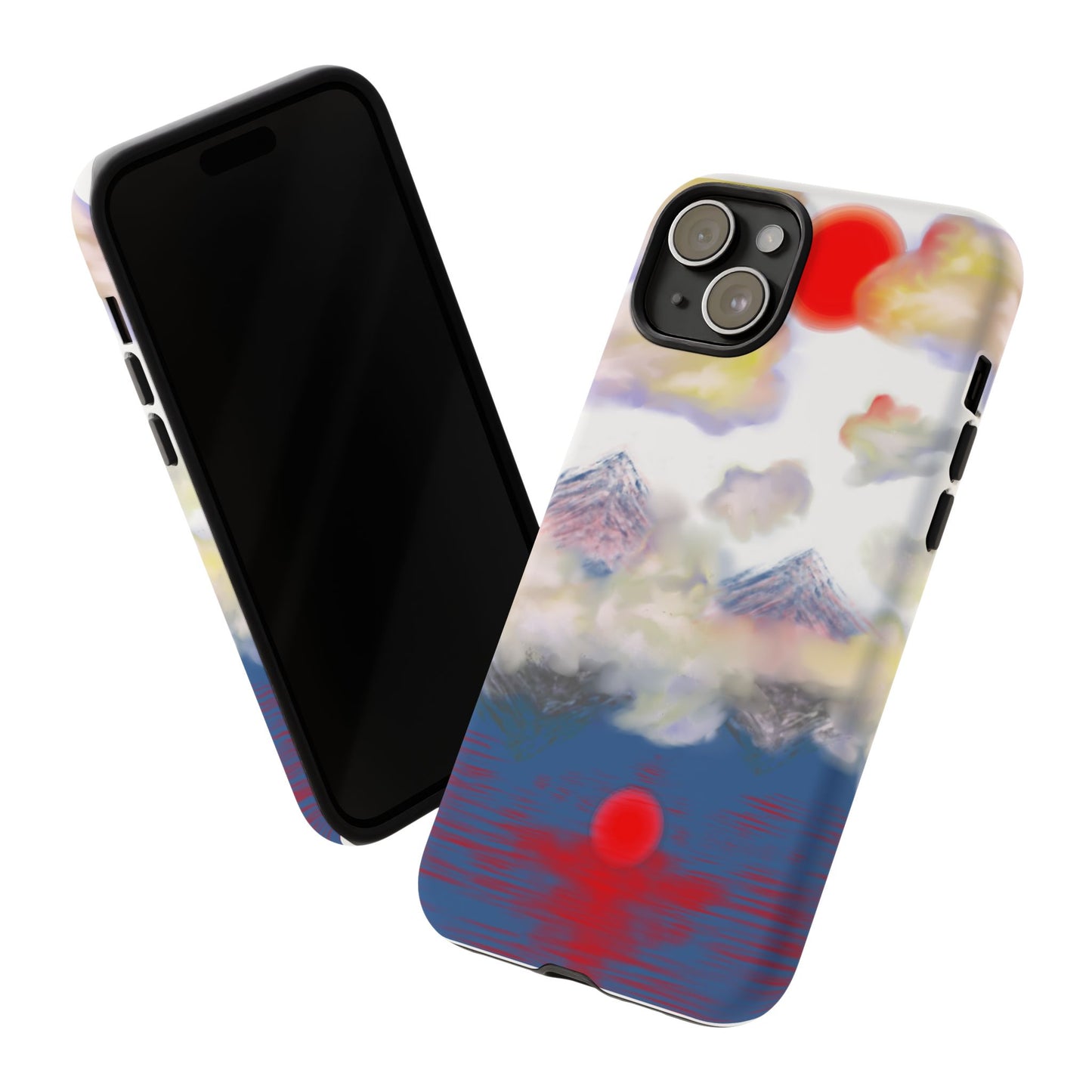 Phone Case — Misty Mountain Sunrise with Red Sun Reflection