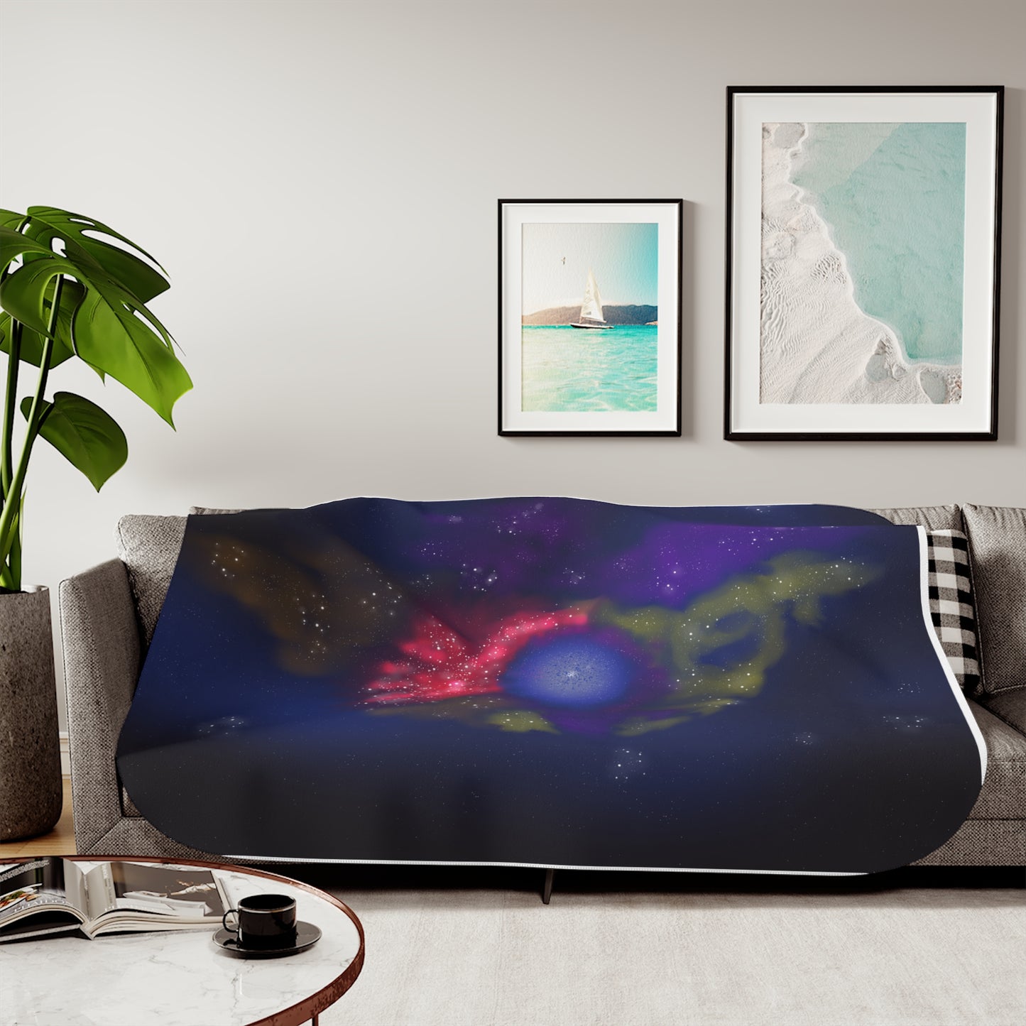 Galaxy Nebula Sherpa Blanket — Cozy Space Print Throw for Stargazers