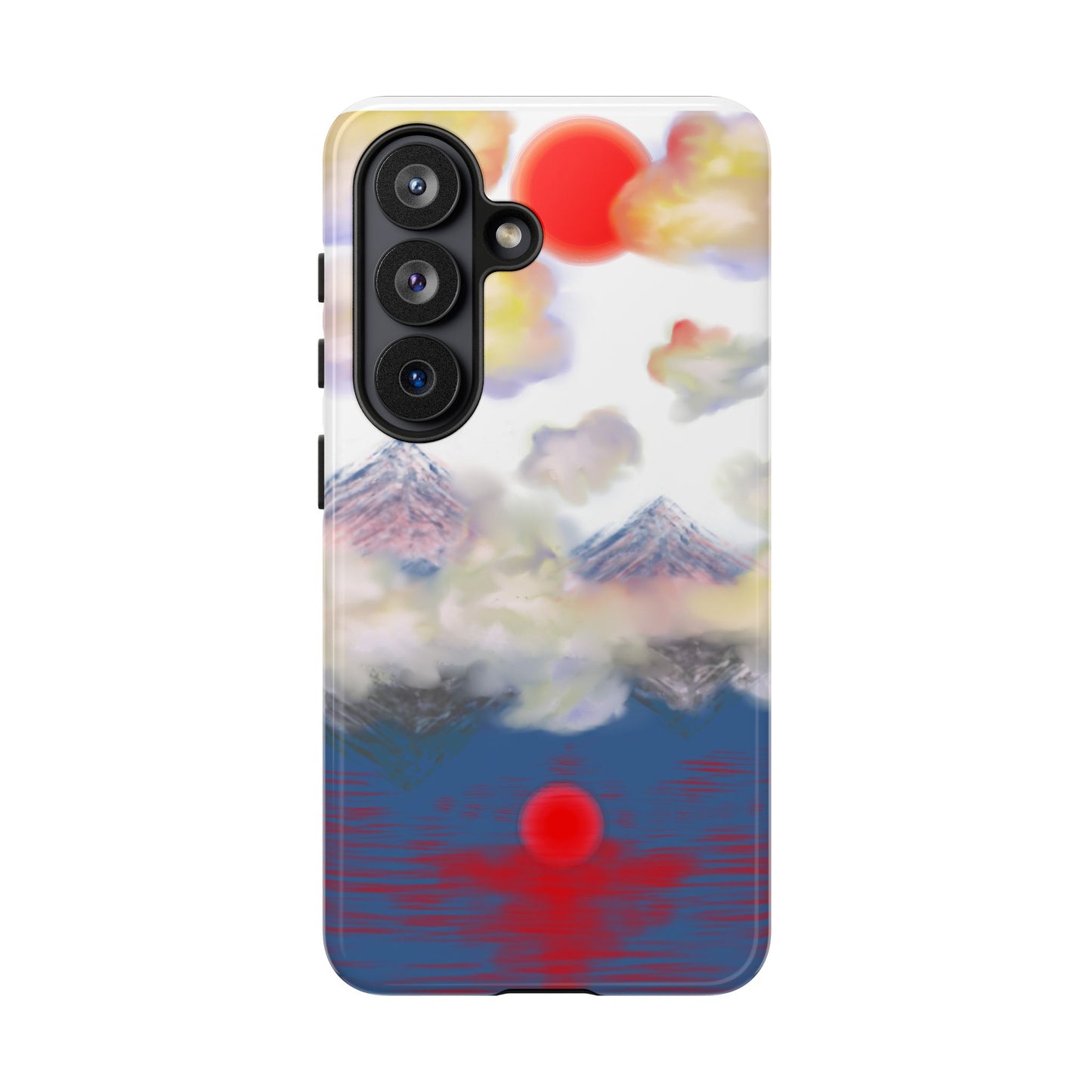 Phone Case — Misty Mountain Sunrise with Red Sun Reflection