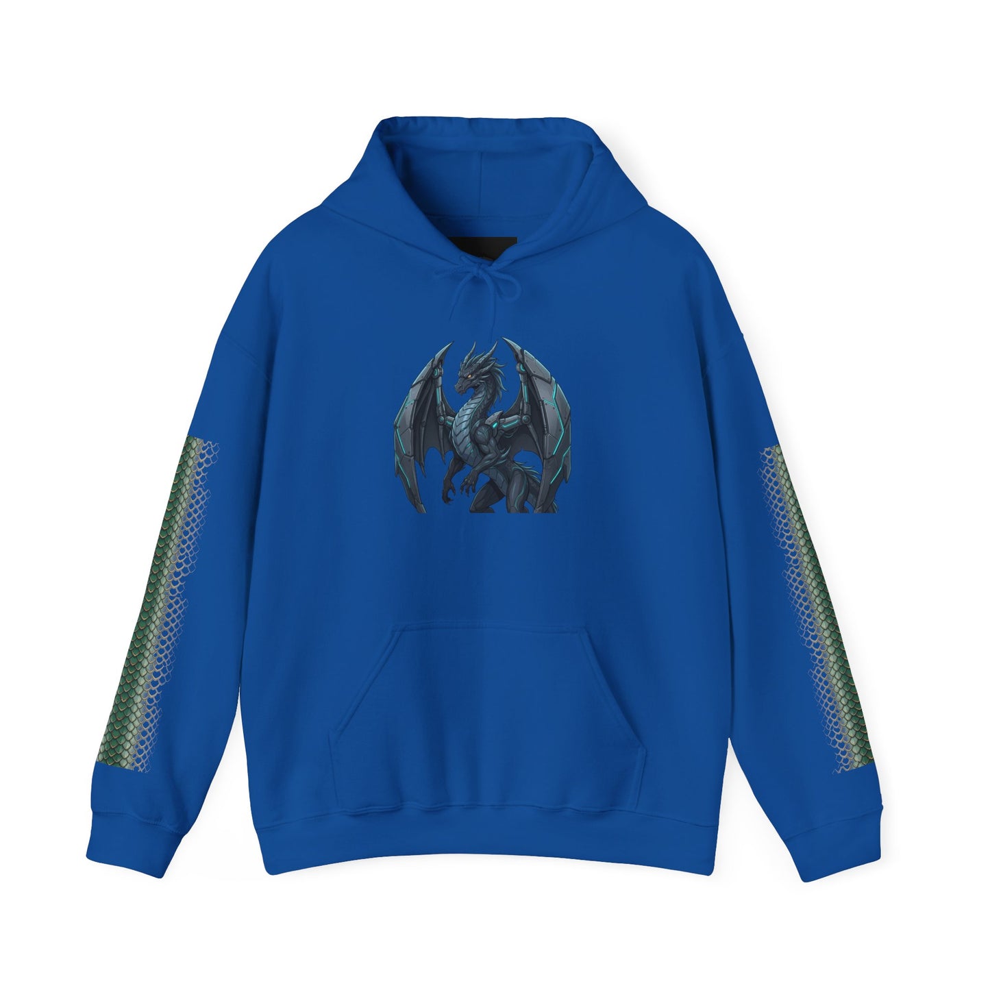 Dragon Wings Hoodie — Black Dragon Chest & Feathered Wings Back Print