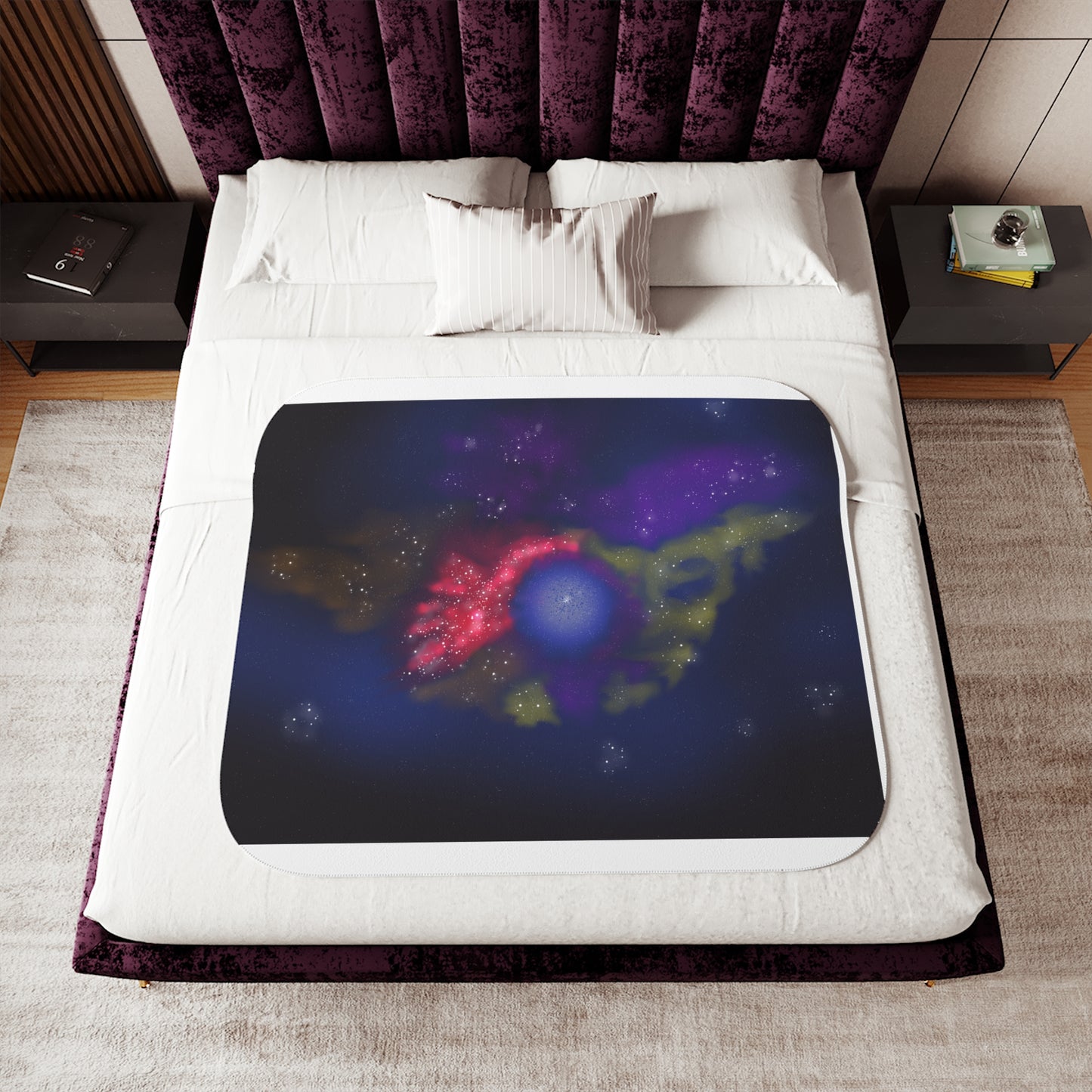 Galaxy Nebula Sherpa Blanket — Cozy Space Print Throw for Stargazers