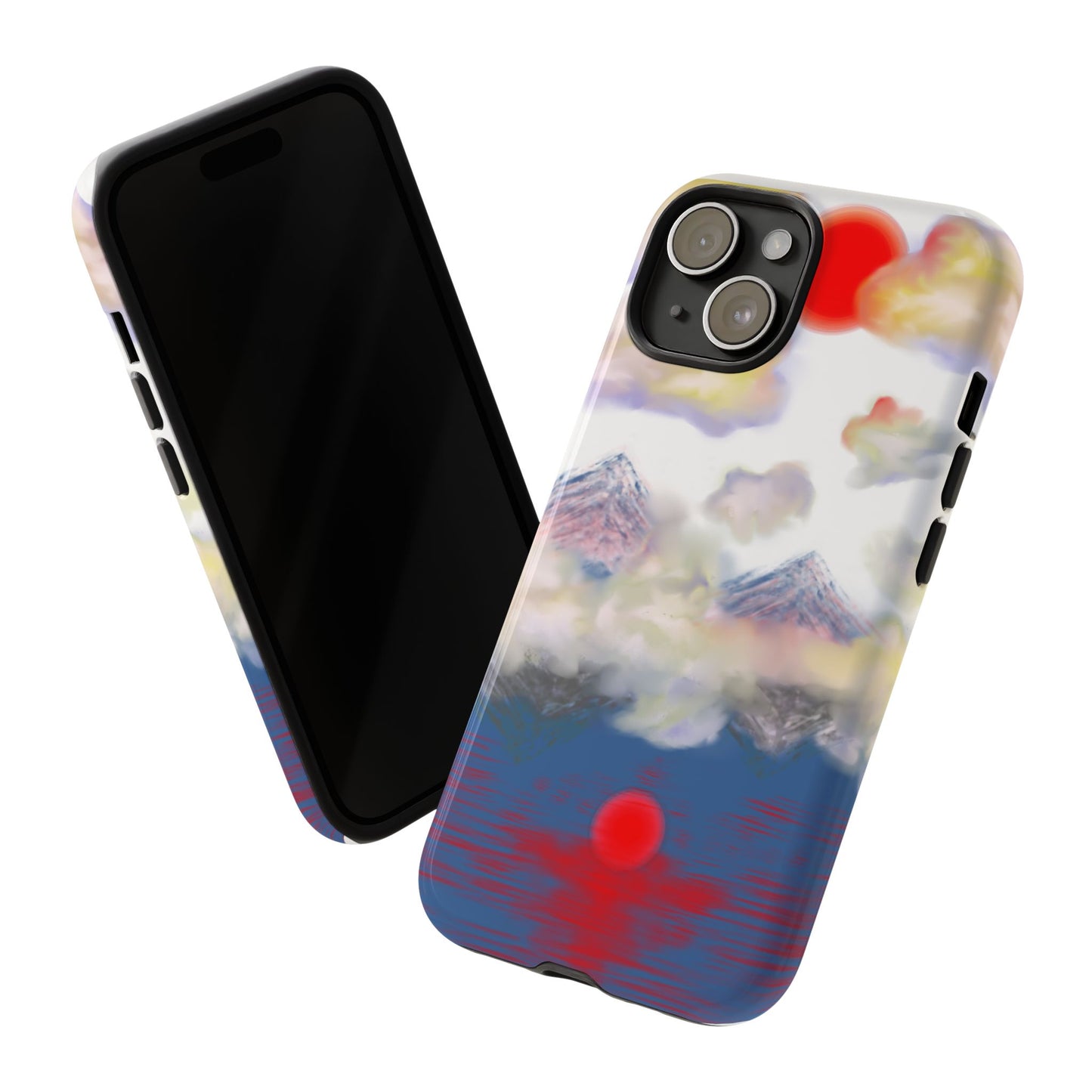 Phone Case — Misty Mountain Sunrise with Red Sun Reflection
