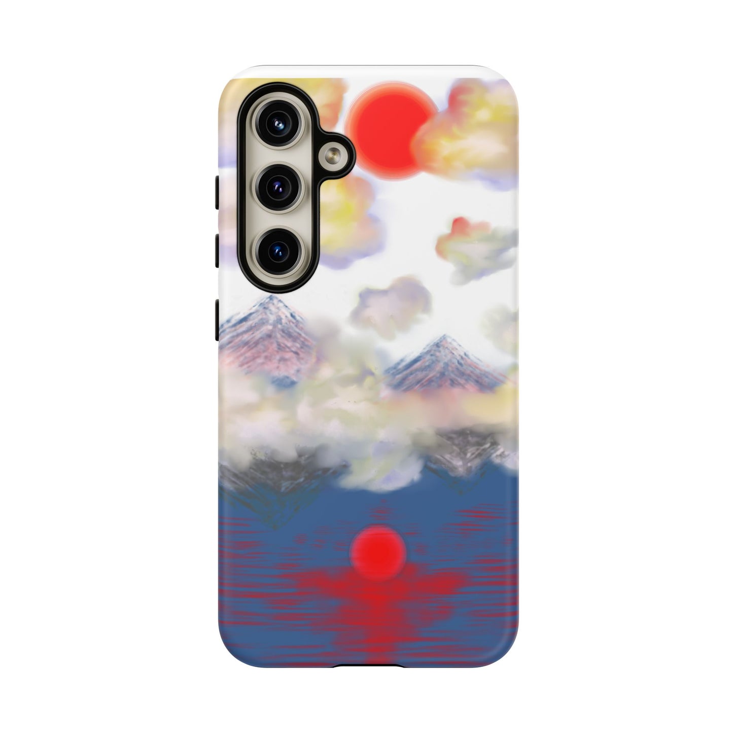 Phone Case — Misty Mountain Sunrise with Red Sun Reflection