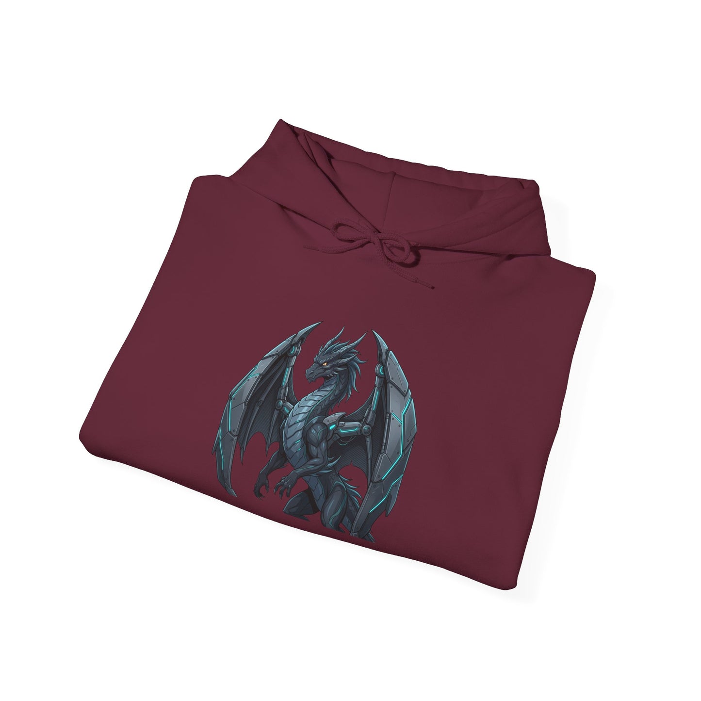 Dragon Wings Hoodie — Black Dragon Chest & Feathered Wings Back Print