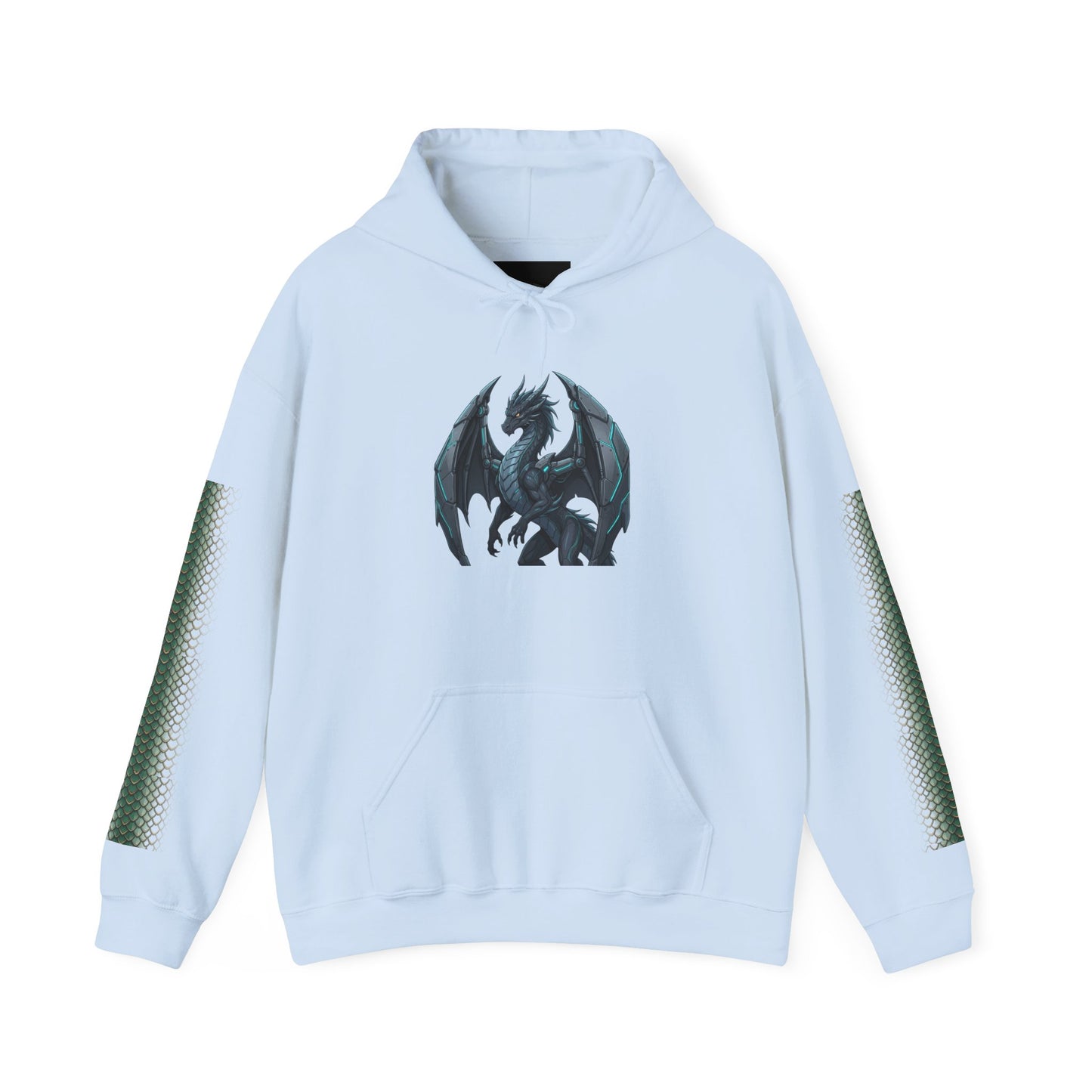 Dragon Wings Hoodie — Black Dragon Chest & Feathered Wings Back Print