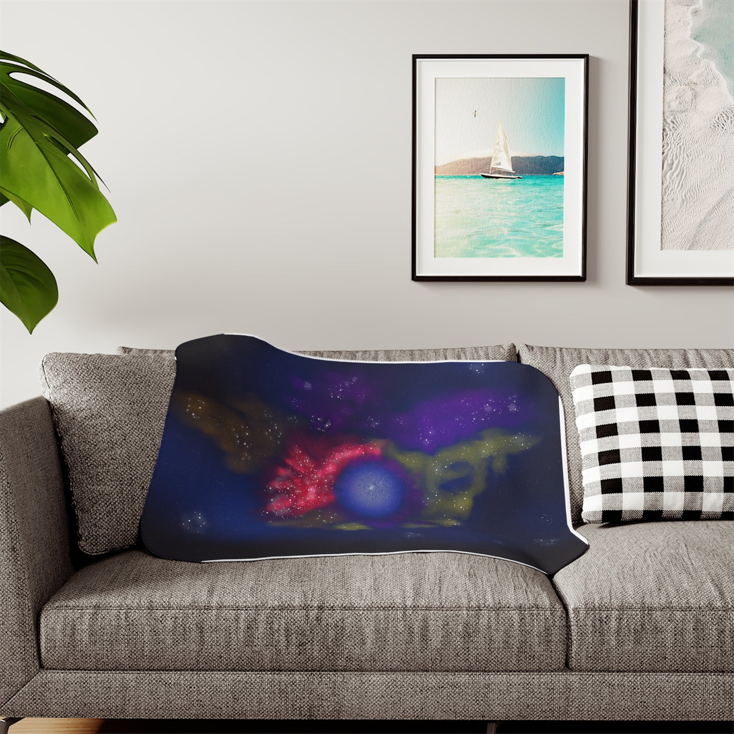 Galaxy Nebula Sherpa Blanket — Cozy Space Print Throw for Stargazers