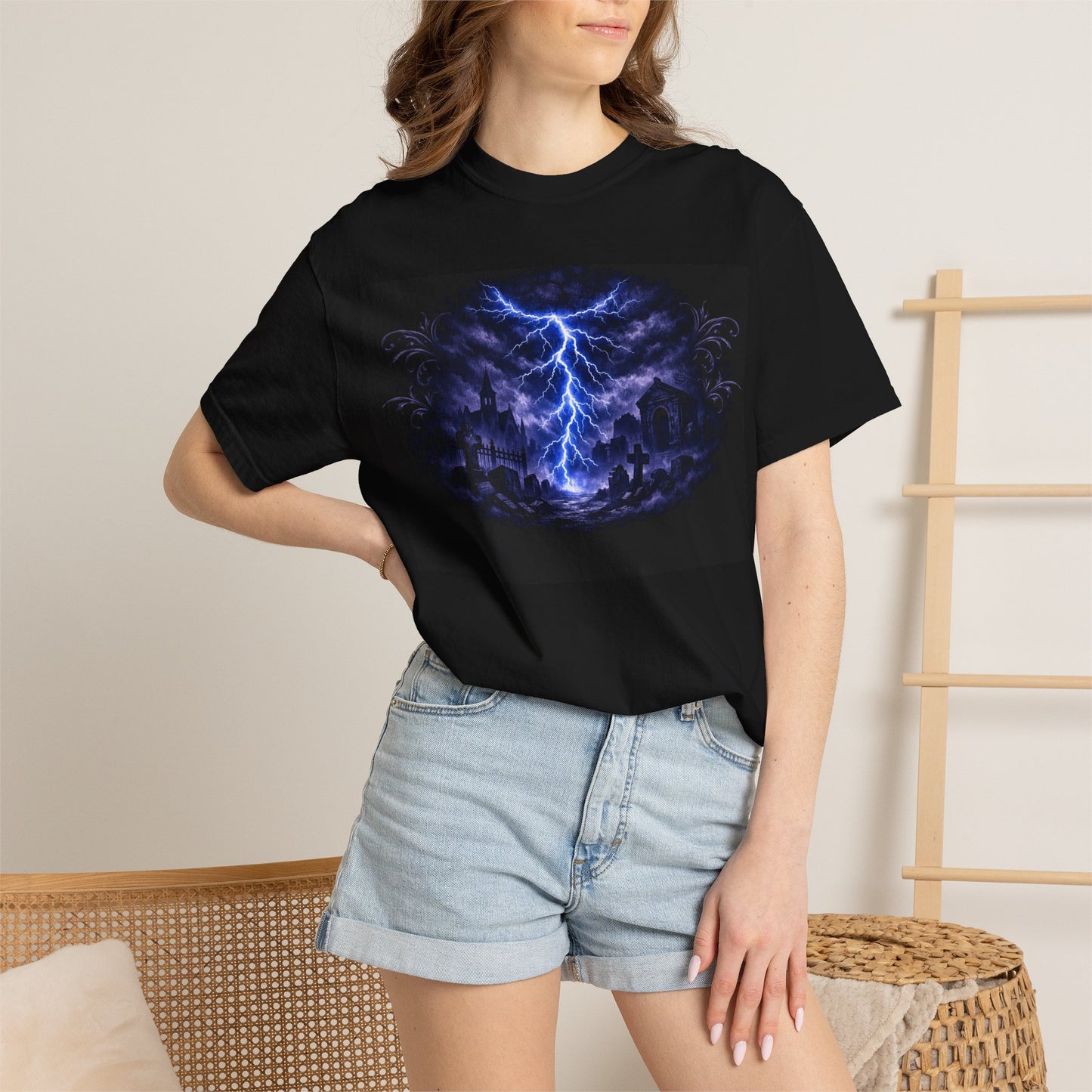 Lightning Storm Graphic T-Shirt — Gothic Nightscape Tee