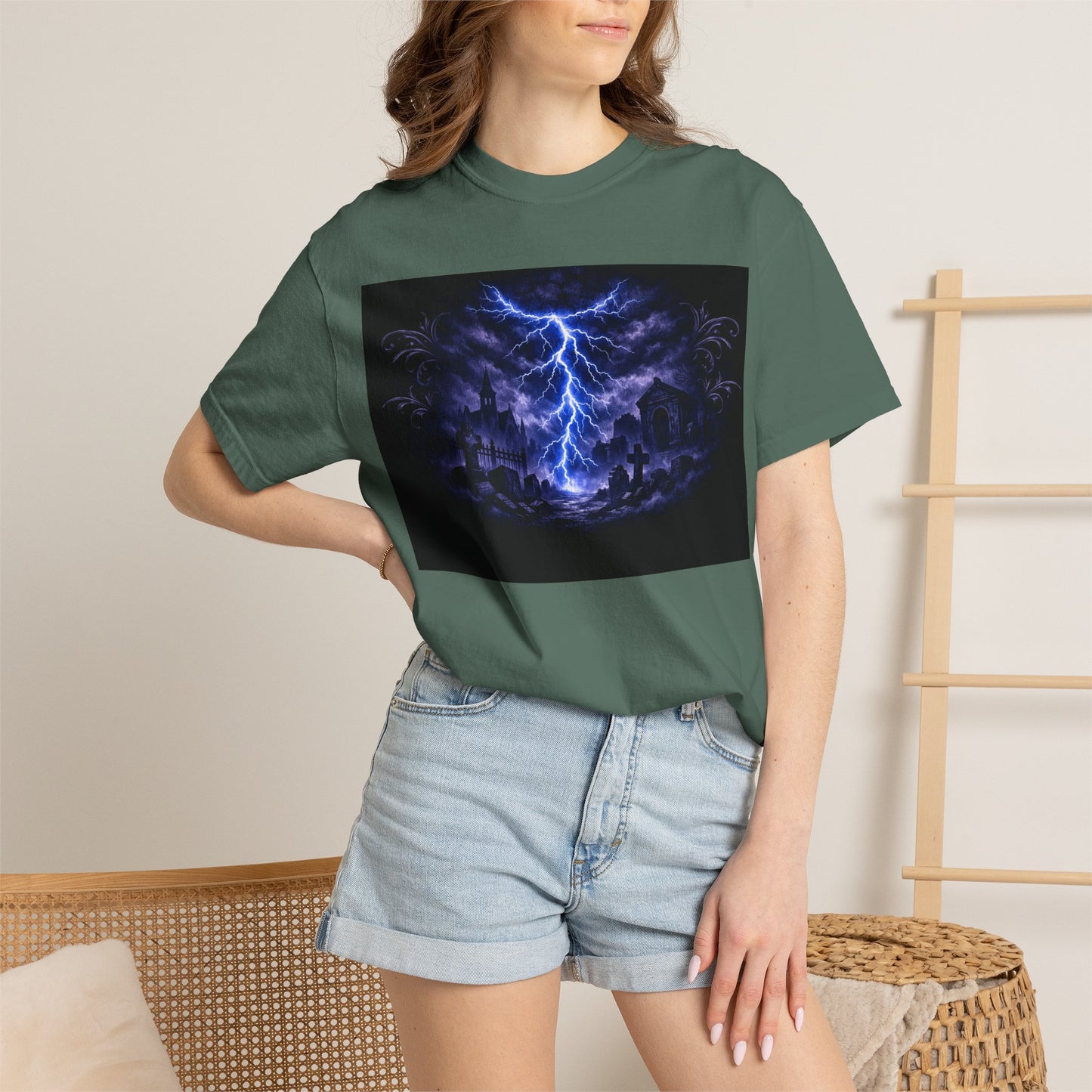 Lightning Storm Graphic T-Shirt — Gothic Nightscape Tee