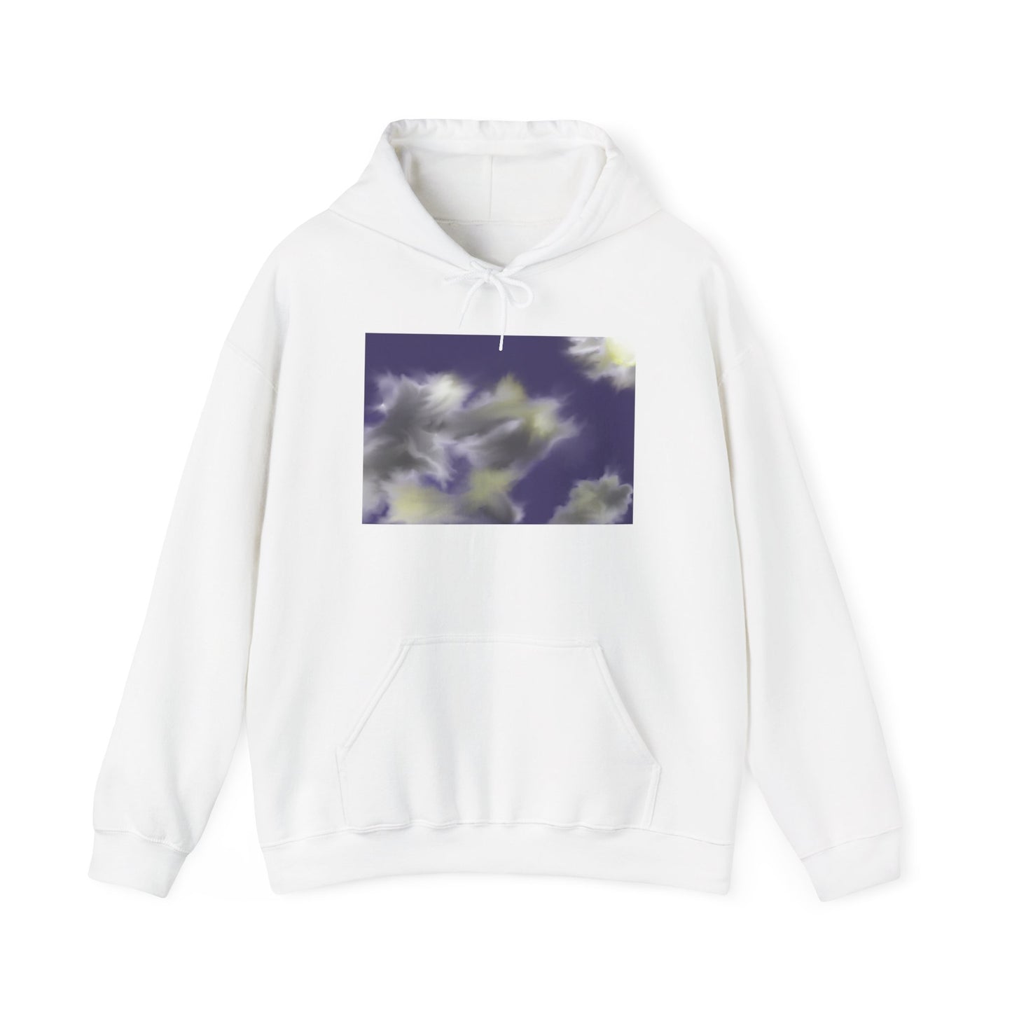 Cloudscape Hoodie — Abstract Purple & Olive Storm Graphic Hoodie