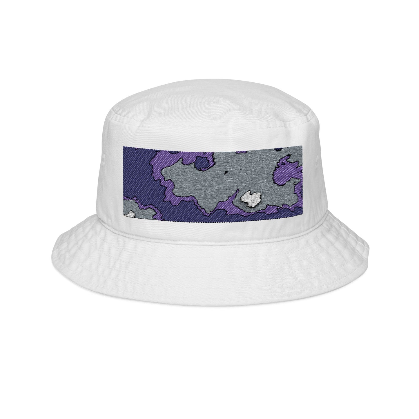 Embroidered Purple Camo Bucket Hat — Retro Streetwear Sun Hat