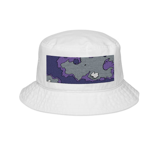 Embroidered Purple Camo Bucket Hat — Retro Streetwear Sun Hat