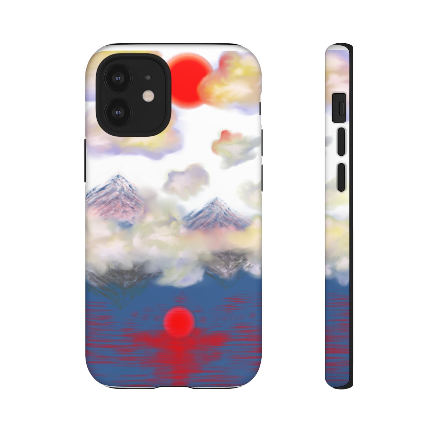 Phone Case — Misty Mountain Sunrise with Red Sun Reflection