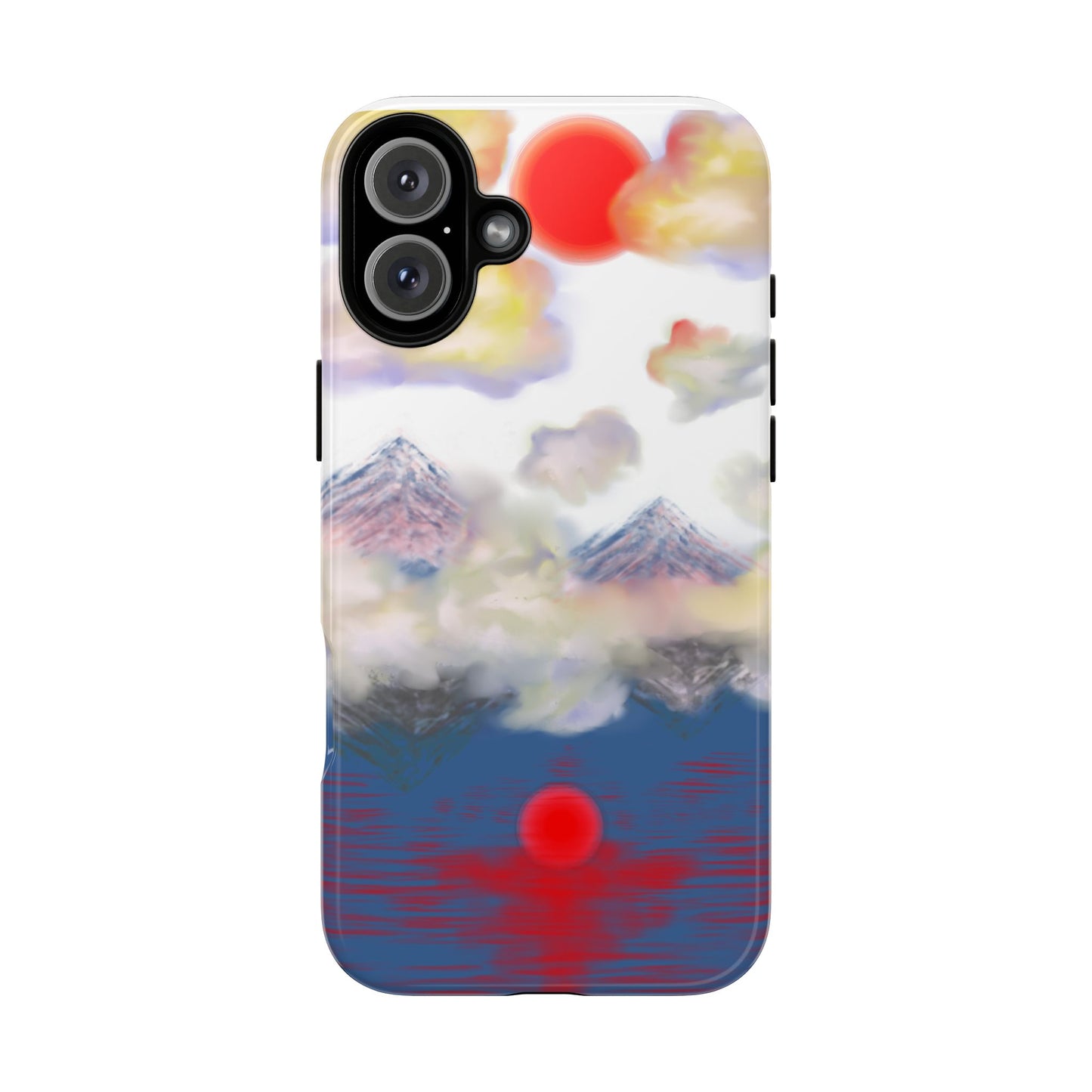 Phone Case — Misty Mountain Sunrise with Red Sun Reflection