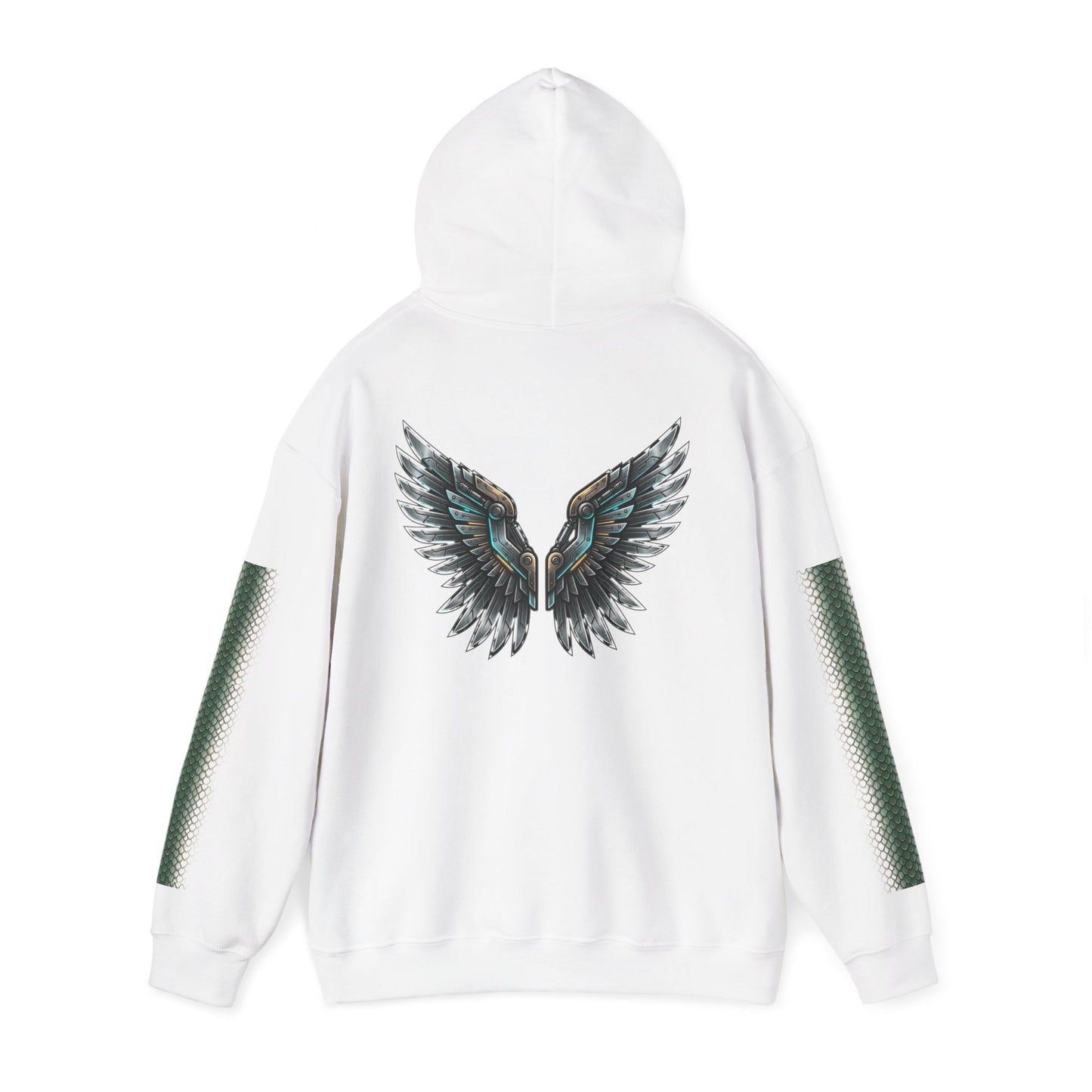 Dragon Wings Hoodie — Black Dragon Chest & Feathered Wings Back Print