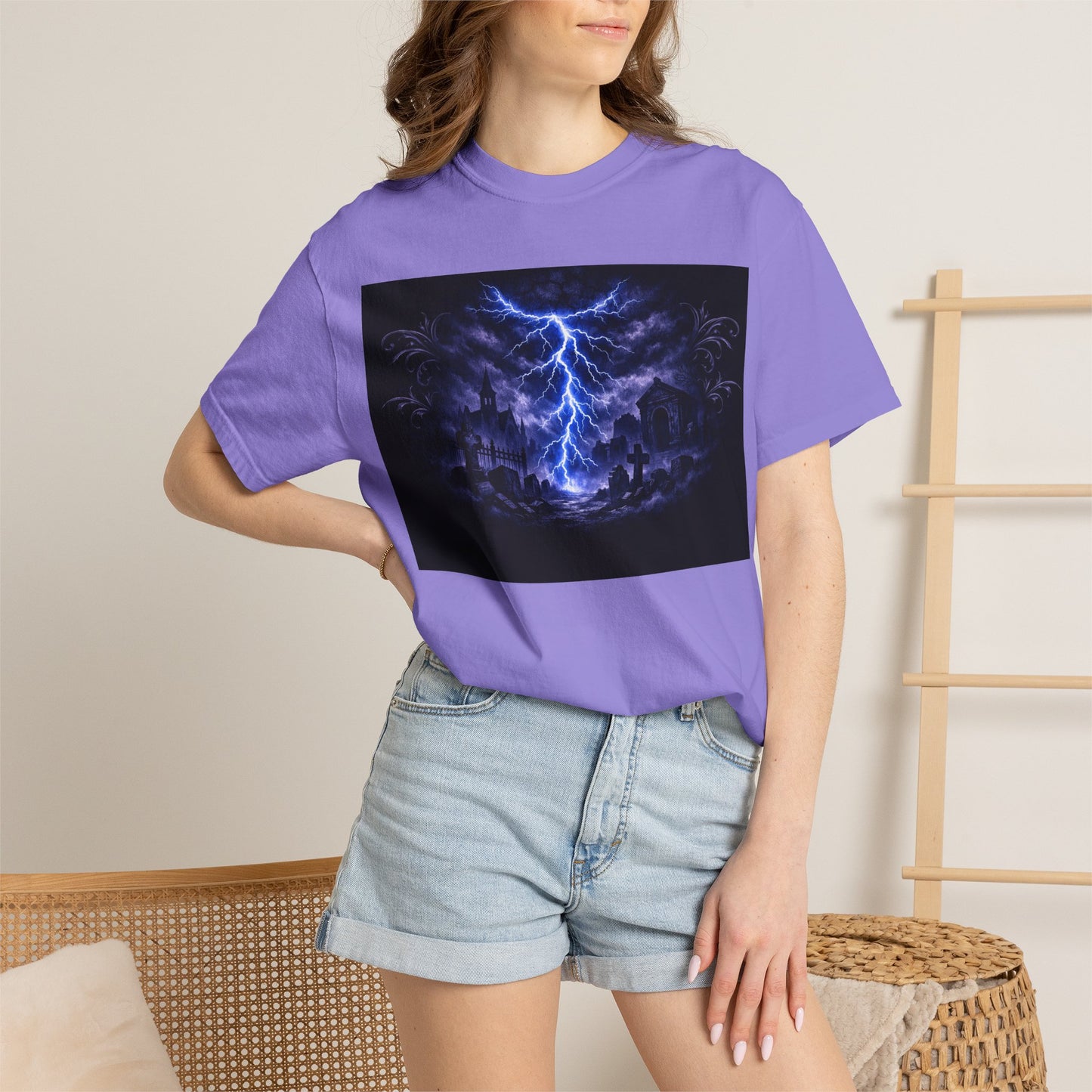 Lightning Storm Graphic T-Shirt — Gothic Nightscape Tee
